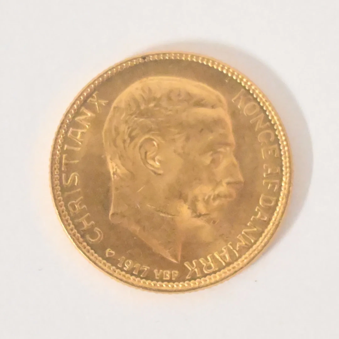 Guldmynt, 21,6k guld, 20kr, Danmark, 1917.