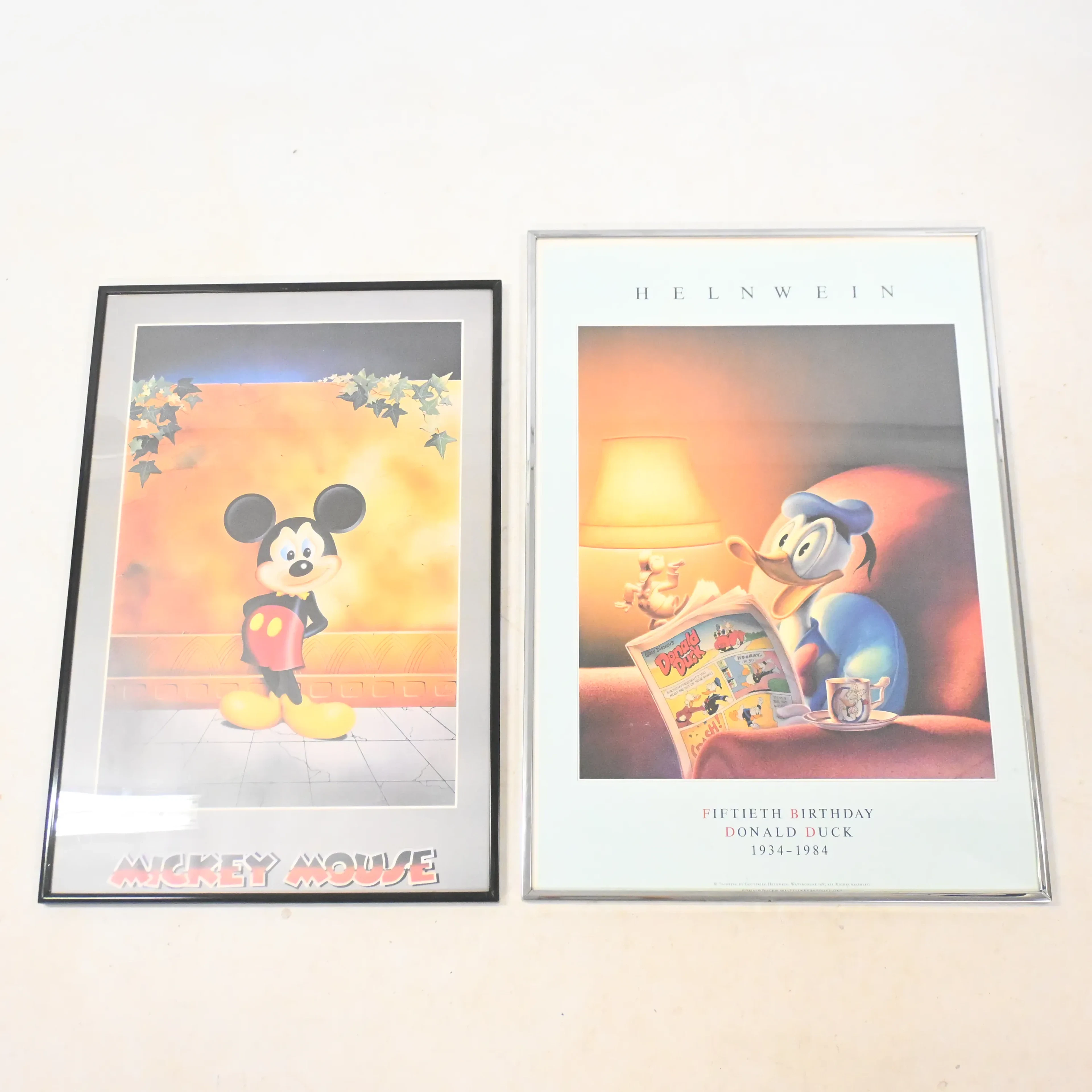 Affischer, 2 st, Disney, Musse Pigg samt Kalle Anka/Gottfried Helnwein