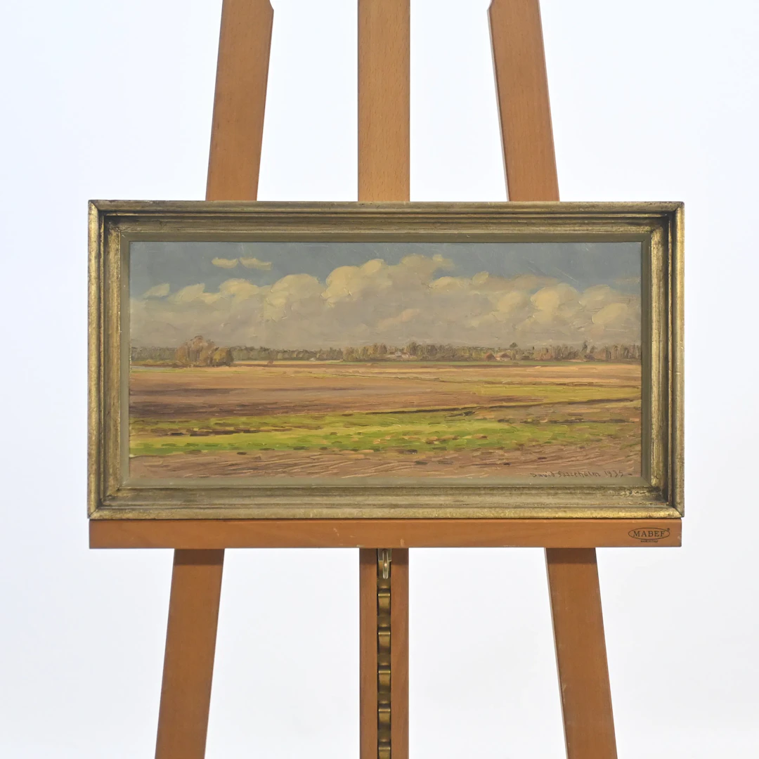 David Söderholm (1883-1961) åkerlandskap, olja på pannå, signerad.