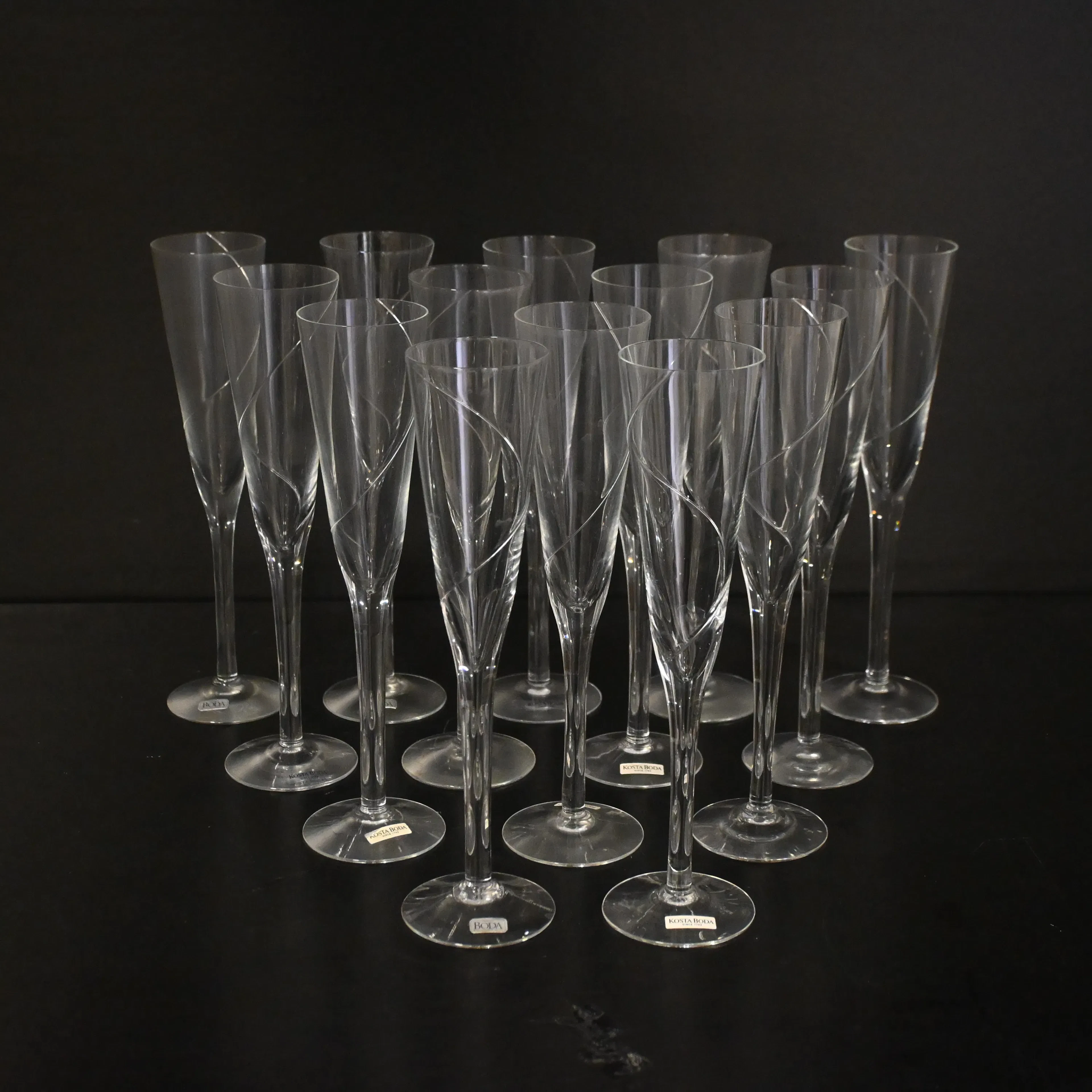 Anna Ehrner, champagneglas, 14st, "Line", Kosta Boda.