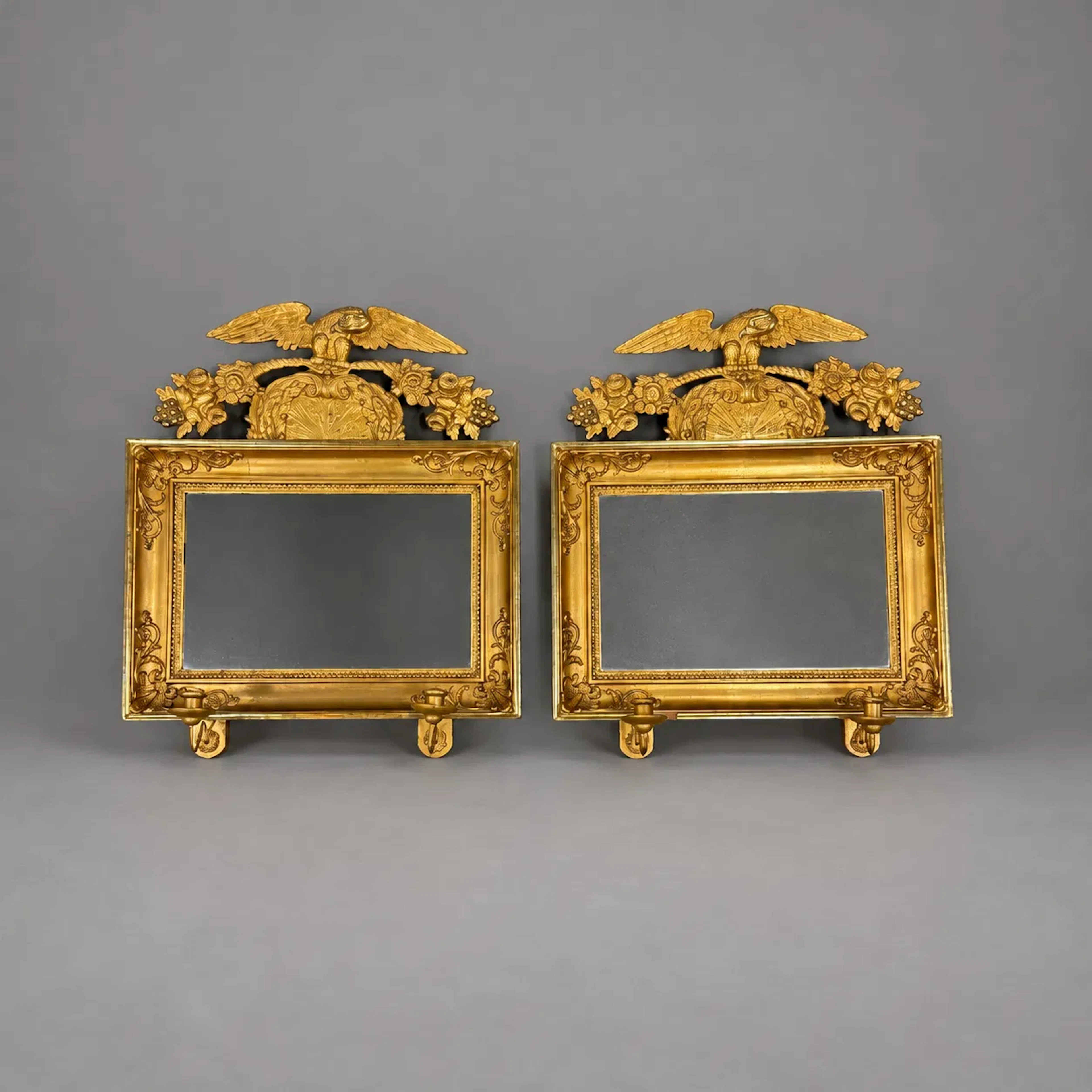 Spegellampetter, ett par, empire, 1800-talets första hälft.