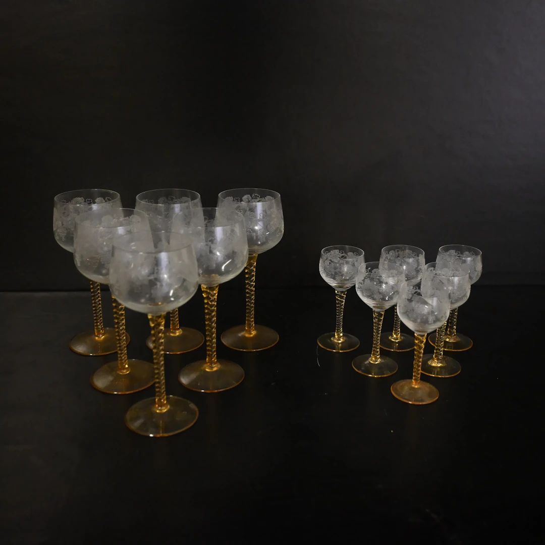 Remmare och likörglas, 12 delar, 1900-talets andra hälft.