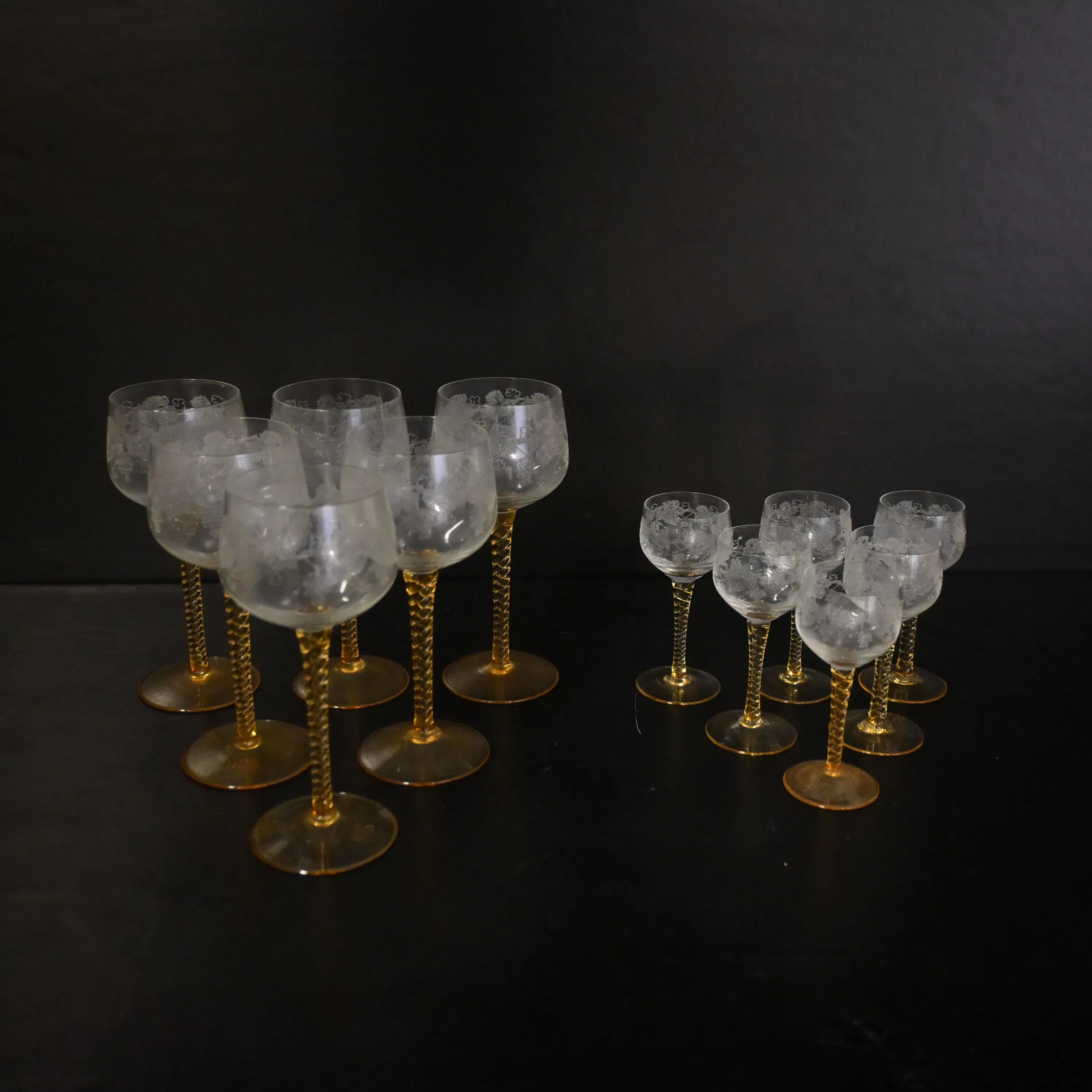Remmare och likörglas, 12 delar, 1900-talets andra hälft.