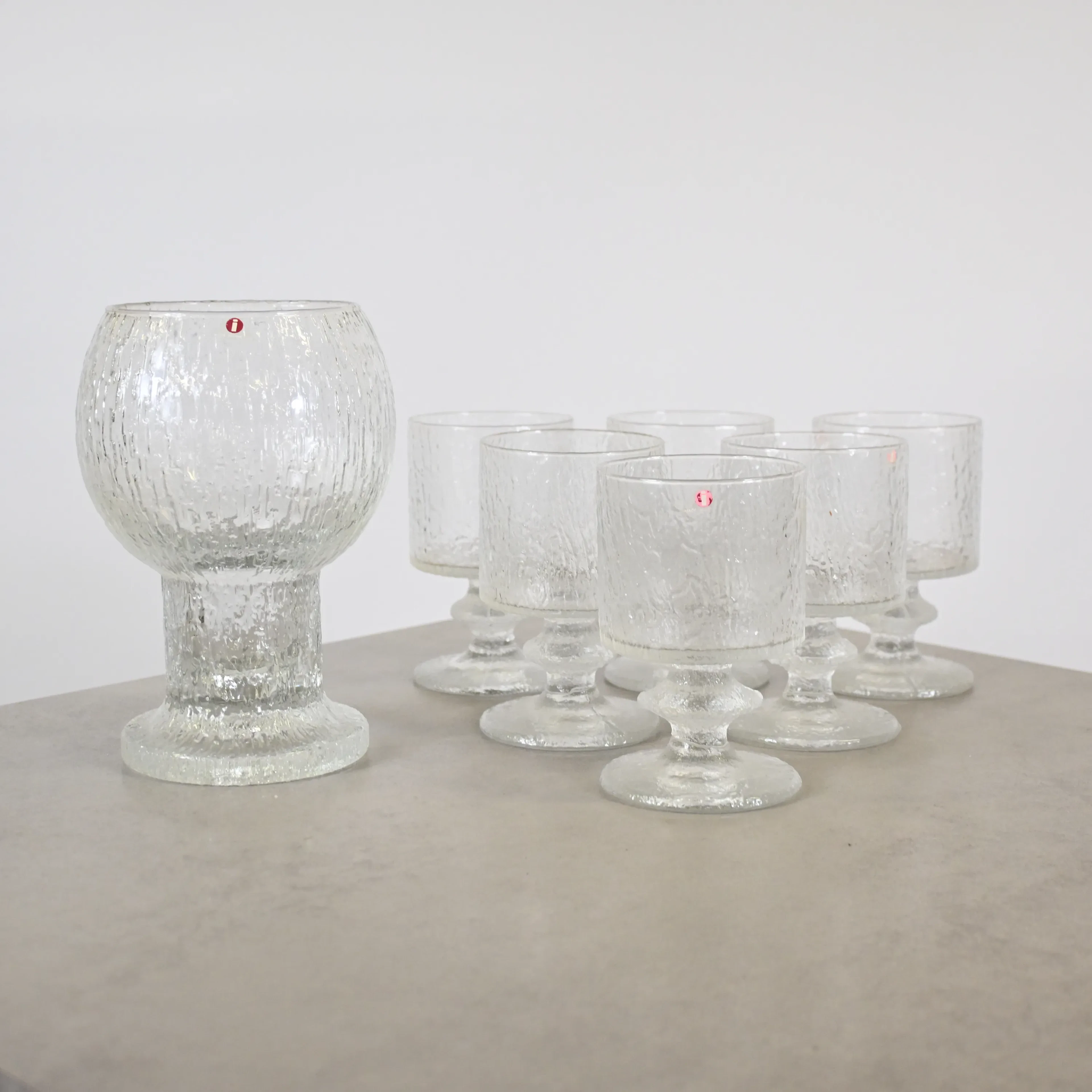 Timo Sarpaneva, vas och glas, 7st, "Kekkerit" & "Senator", Iittala, Finland.
