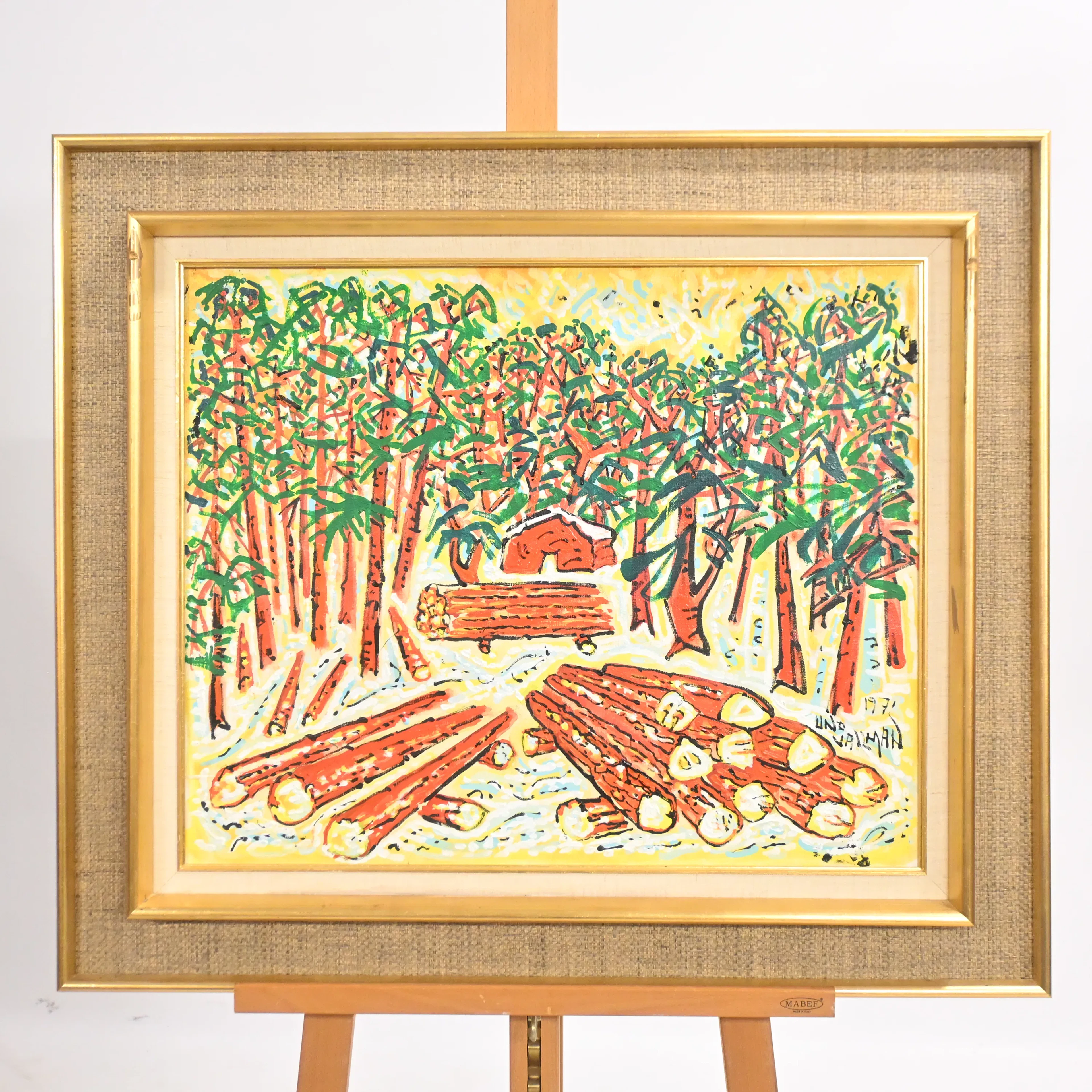 Uno Vallman (1913-2004) Skokgsarbete, olja på duk, signerad.