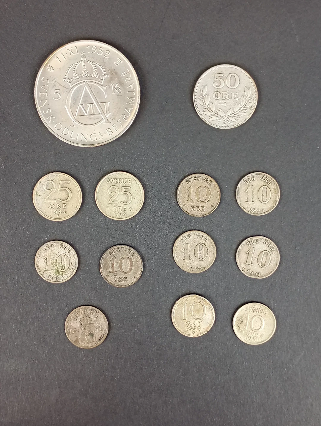 Silvermynt, Sverige bl.a. 5 kr 1955