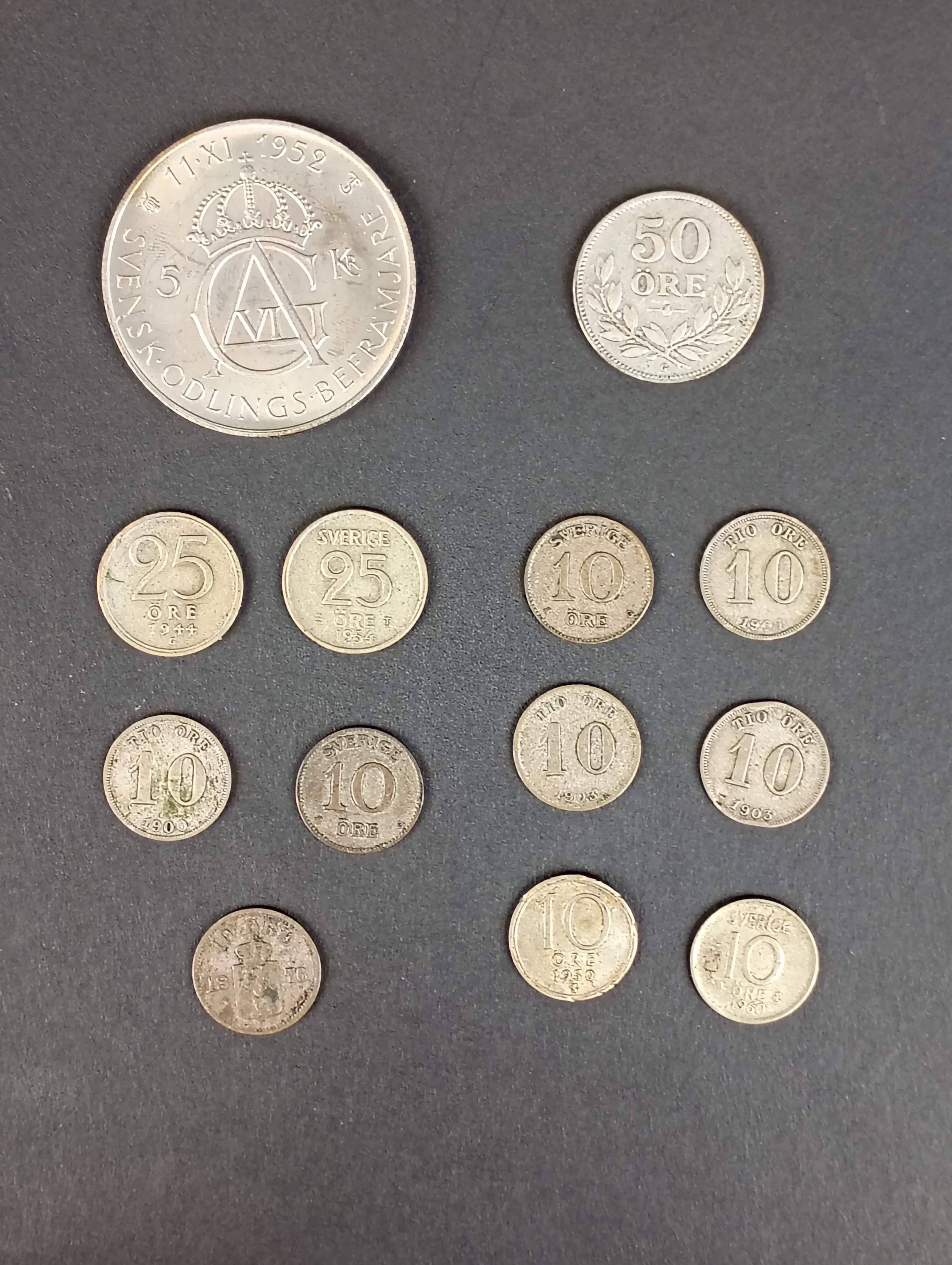 Silvermynt, Sverige bl.a. 5 kr 1955