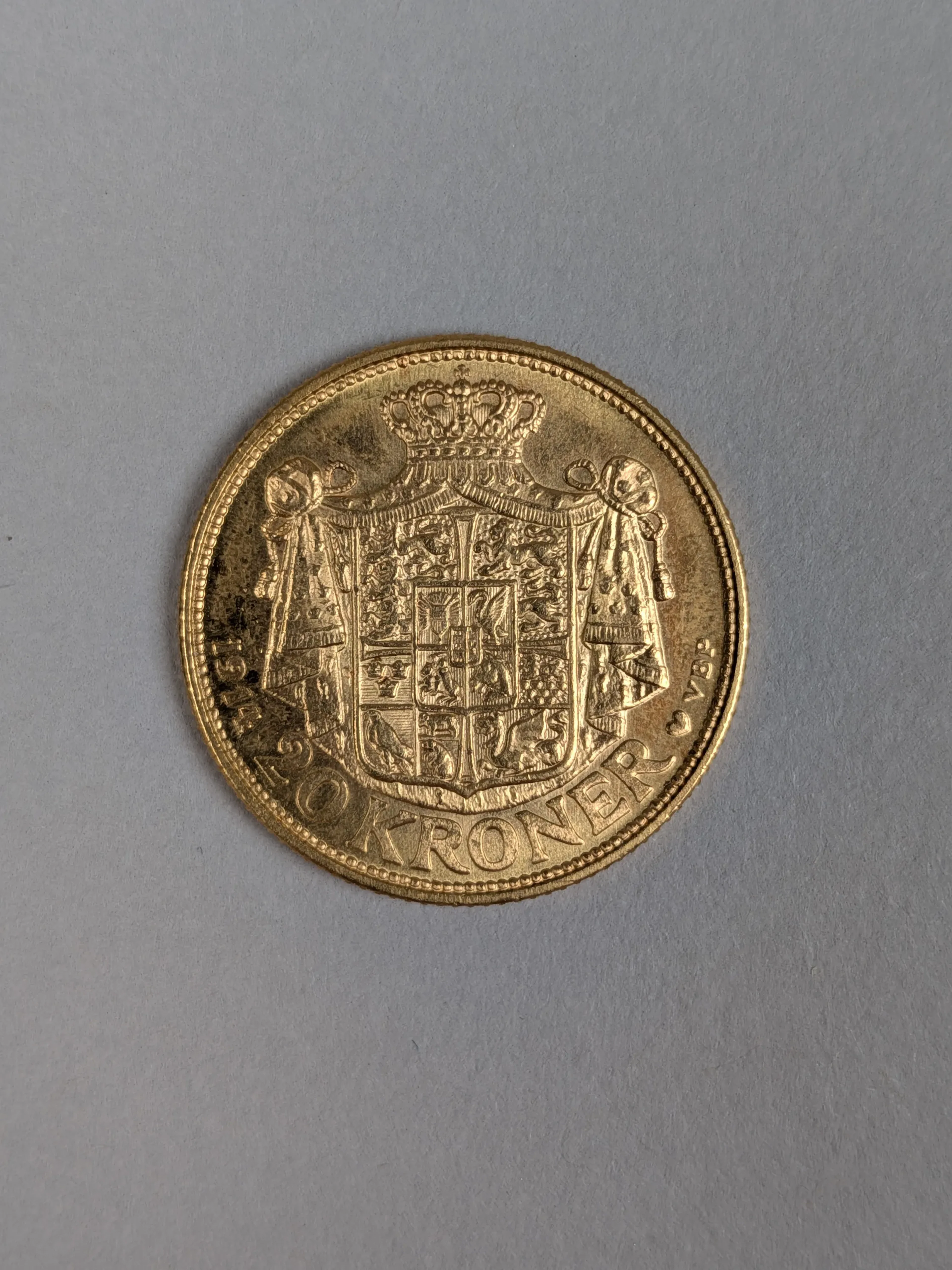 Guldmynt, 20 kr 1914 Danmark 21,6 k Guld