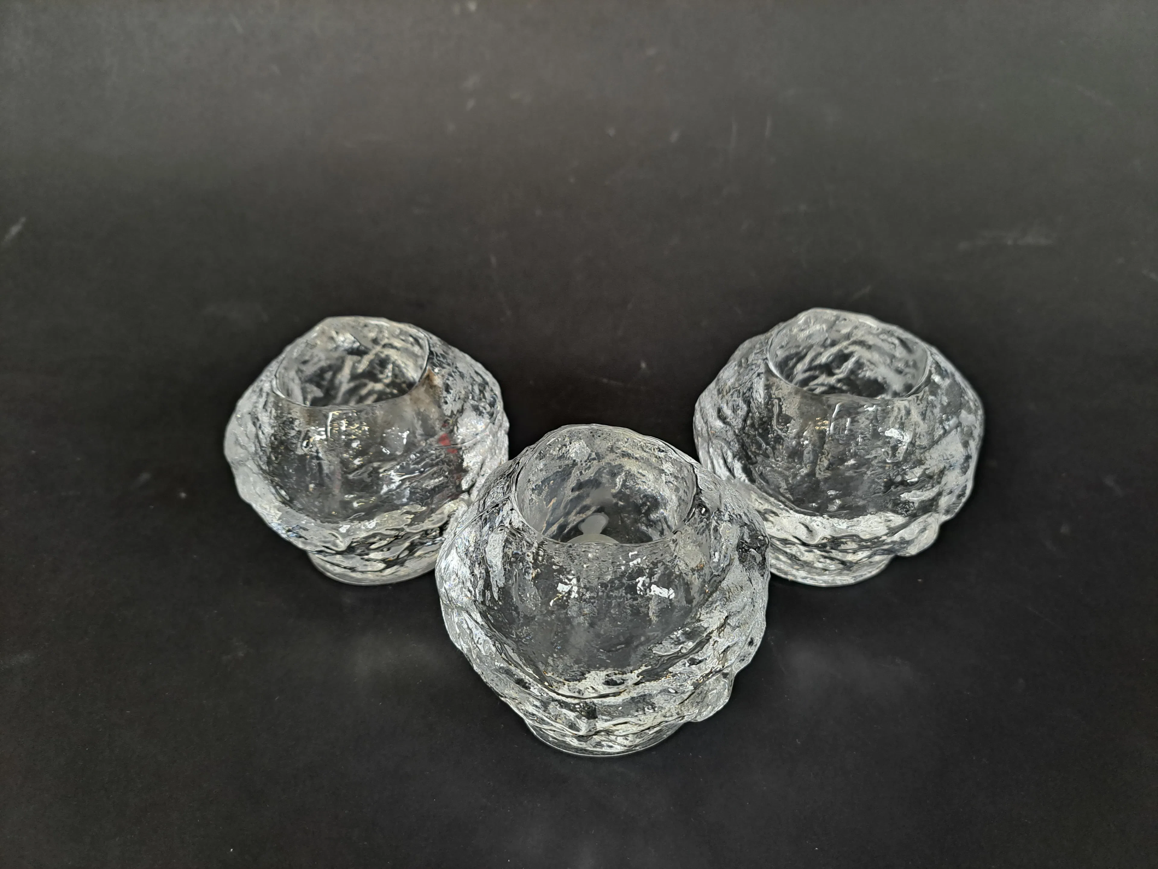 Ljusslyktor, 3 st "Snöboll" Orrefors
