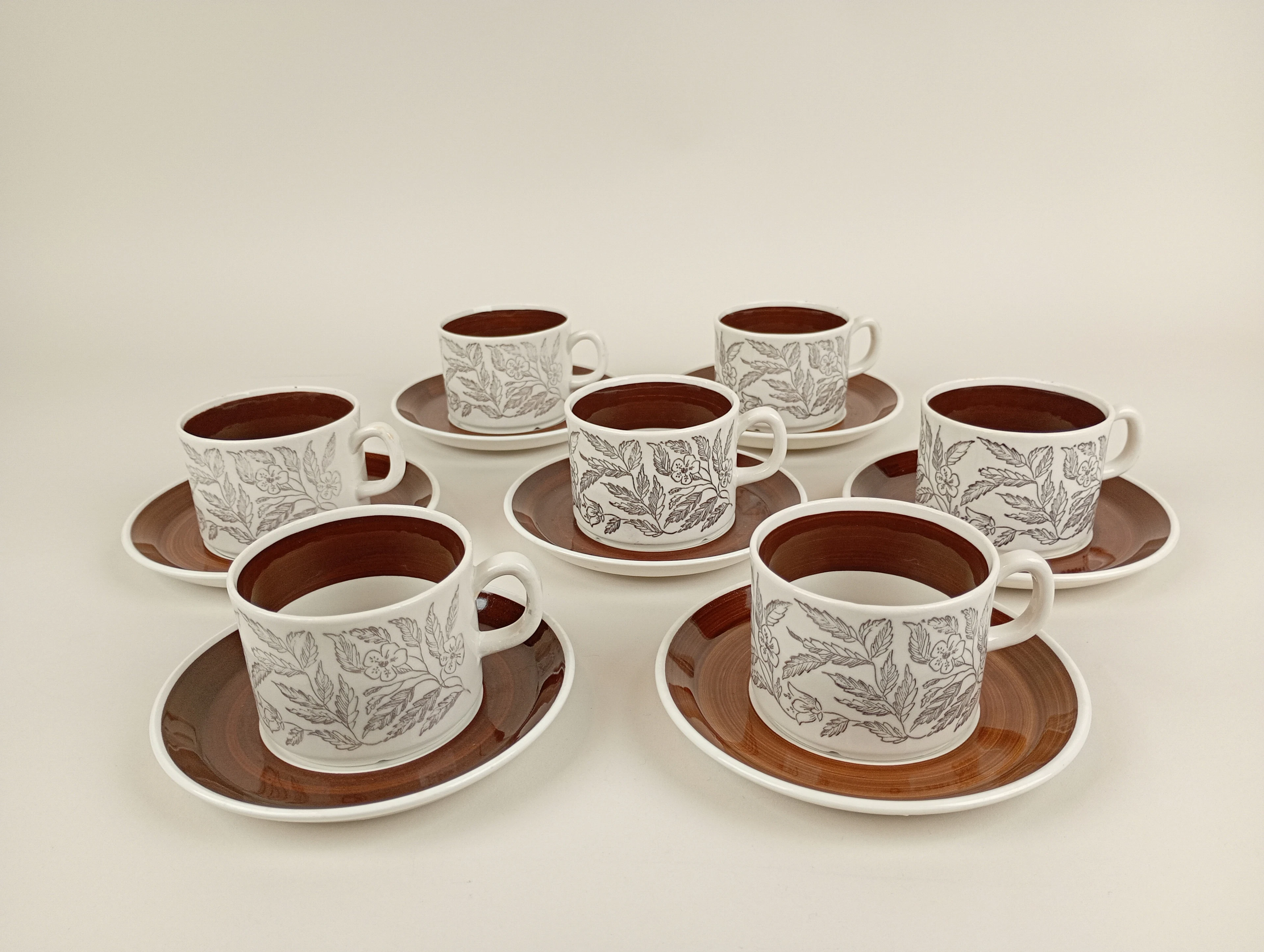 Kaffekoppar med fat, "Fontana" Berit Ternell Gefle