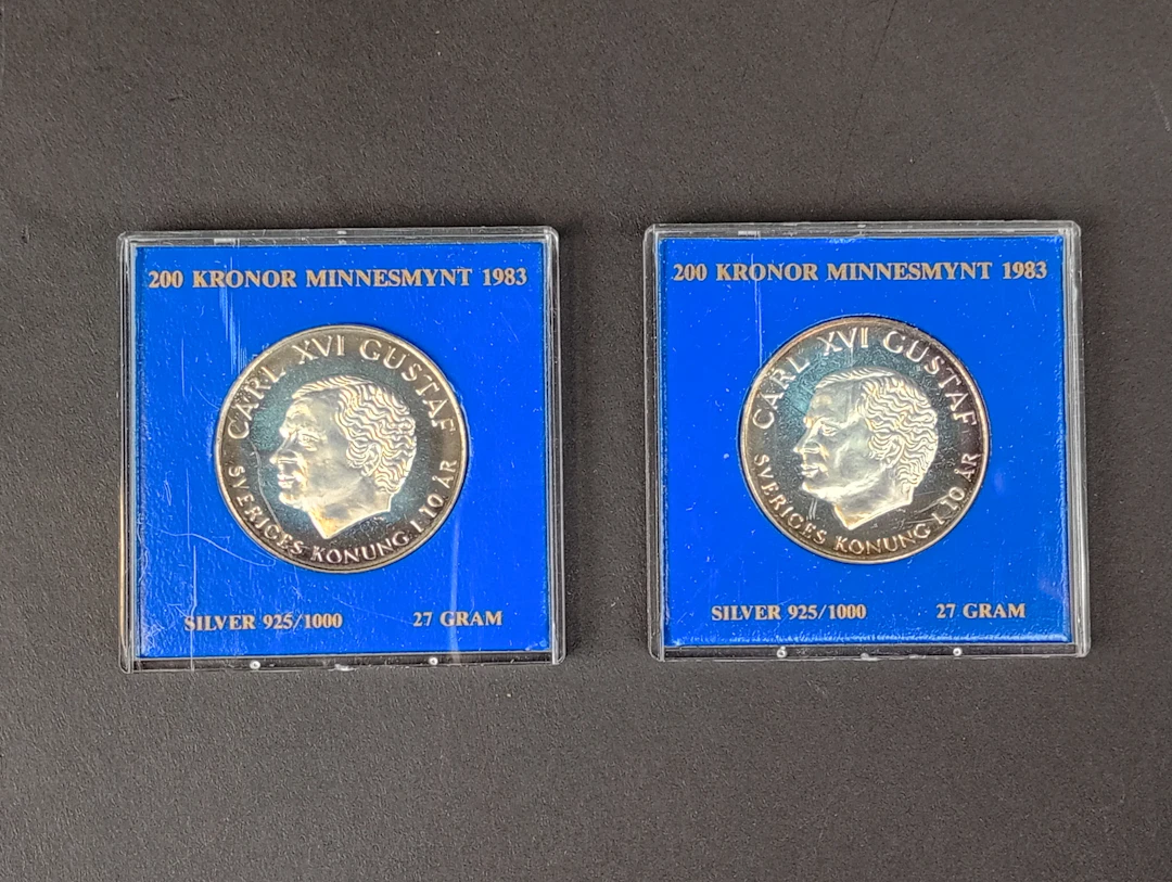 Silver, Minnesmynt 200 kr Carl XVI Gustaf 1983