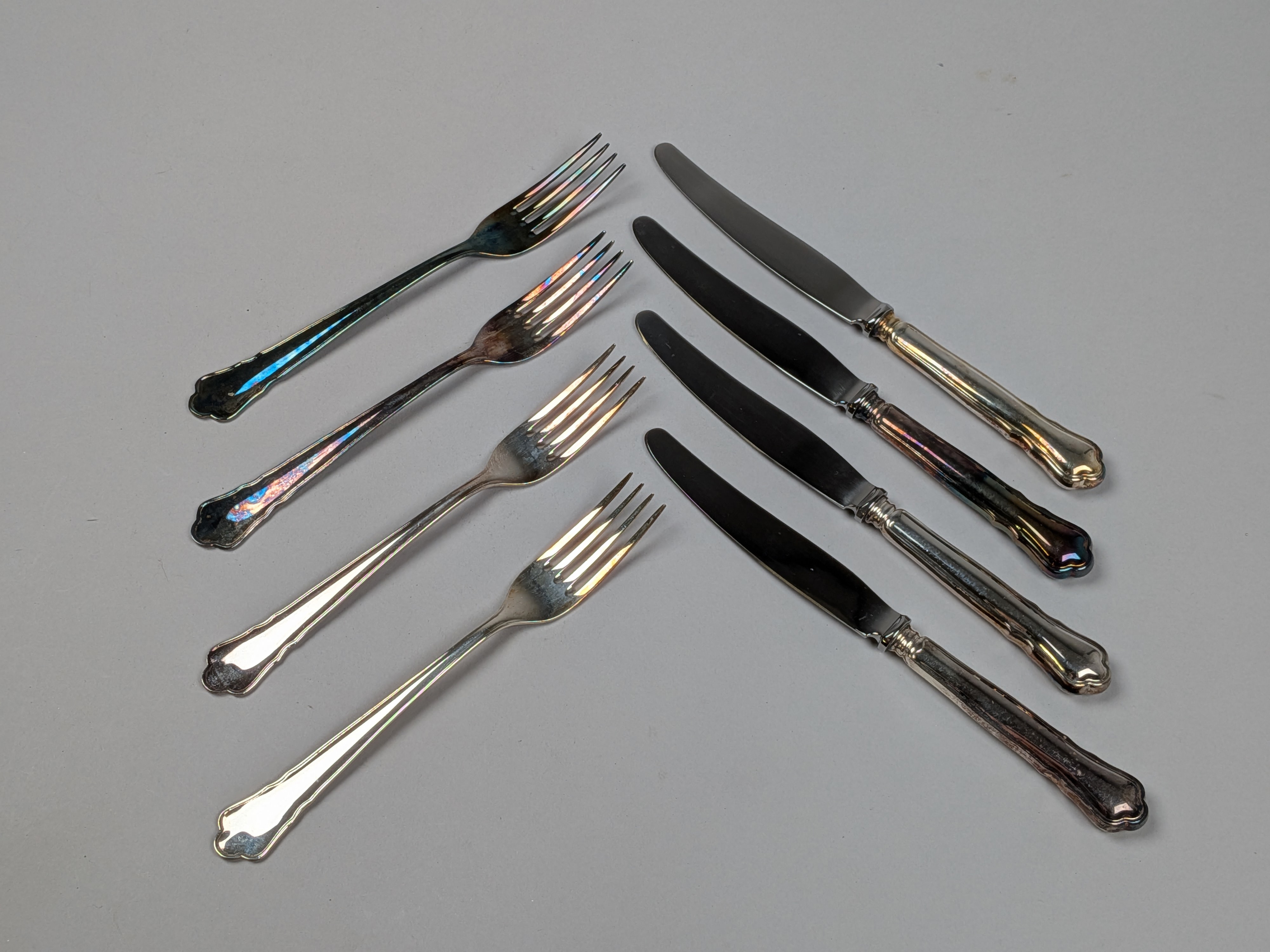 Silverbestick, "Chippendale" 8 delar