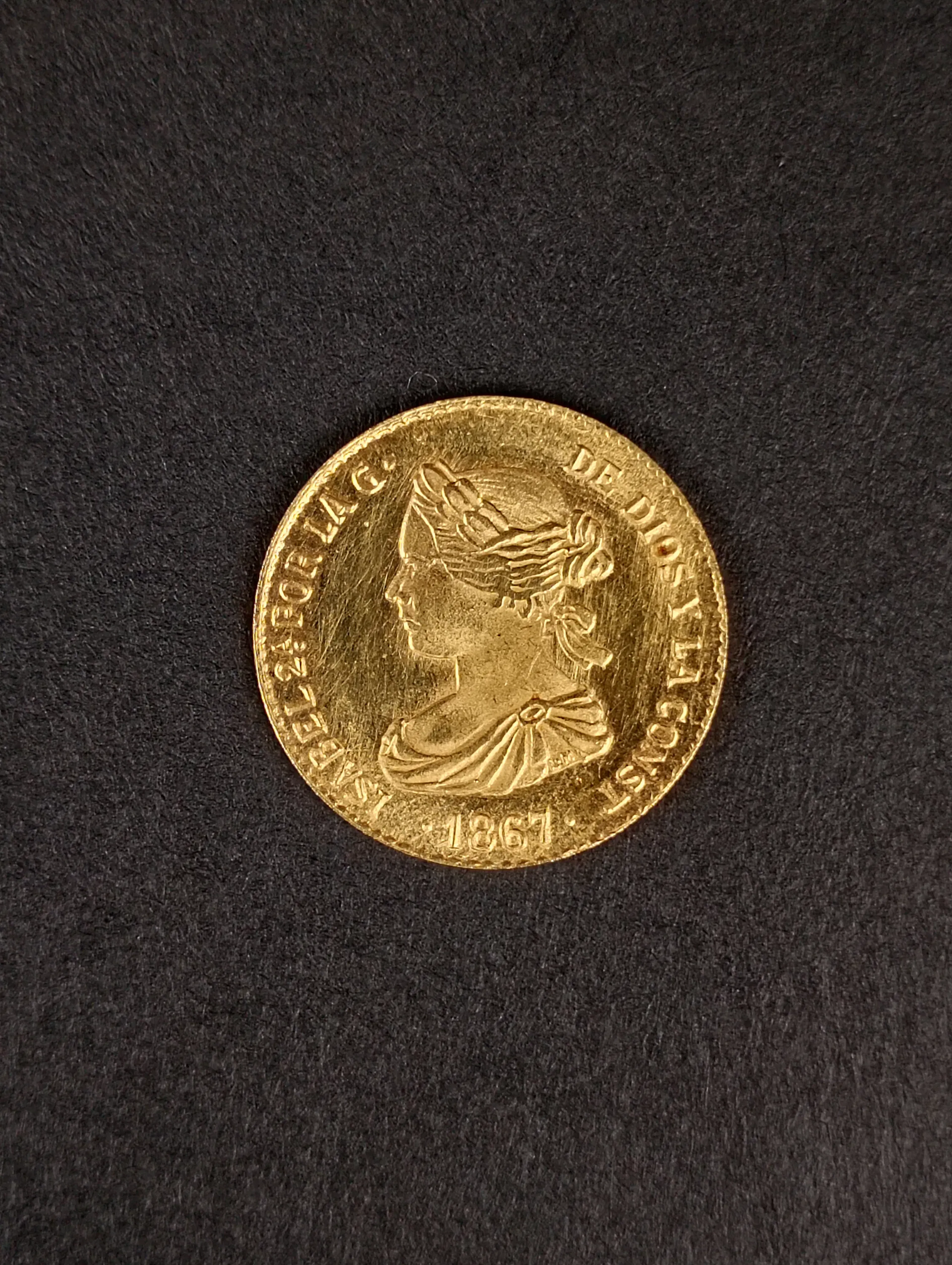 Guldmynt, 4 Escudos Isabella II, 21,6 k Guld