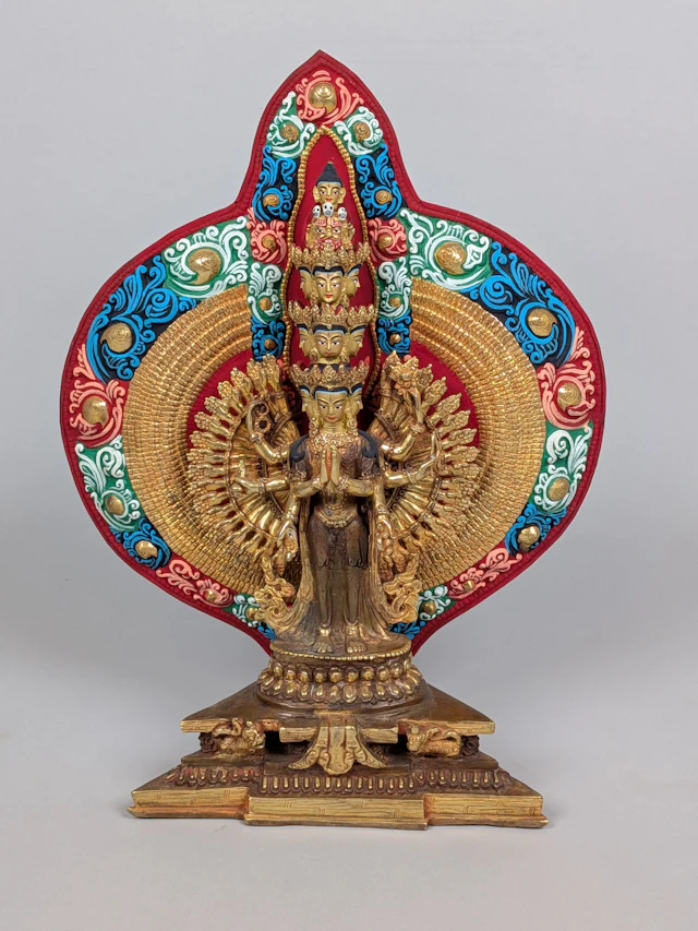 Skulptur, Avalokiteshvara / Buddah, gjuten brons