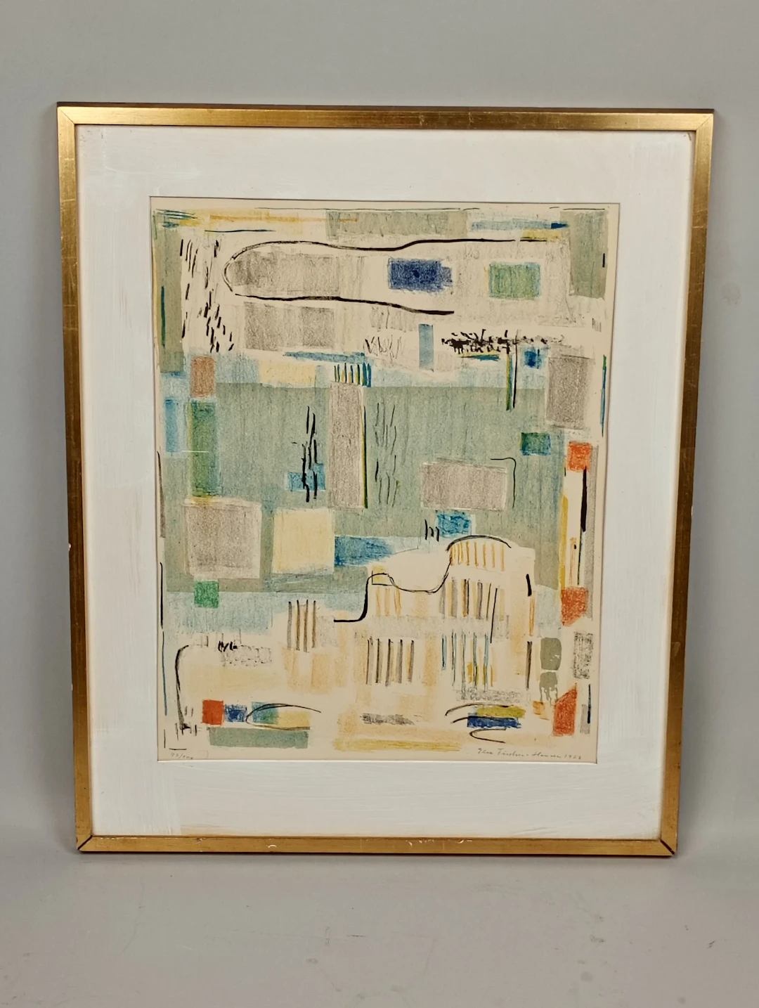 Färglitografi, Else Fischer-Hansen, signerad