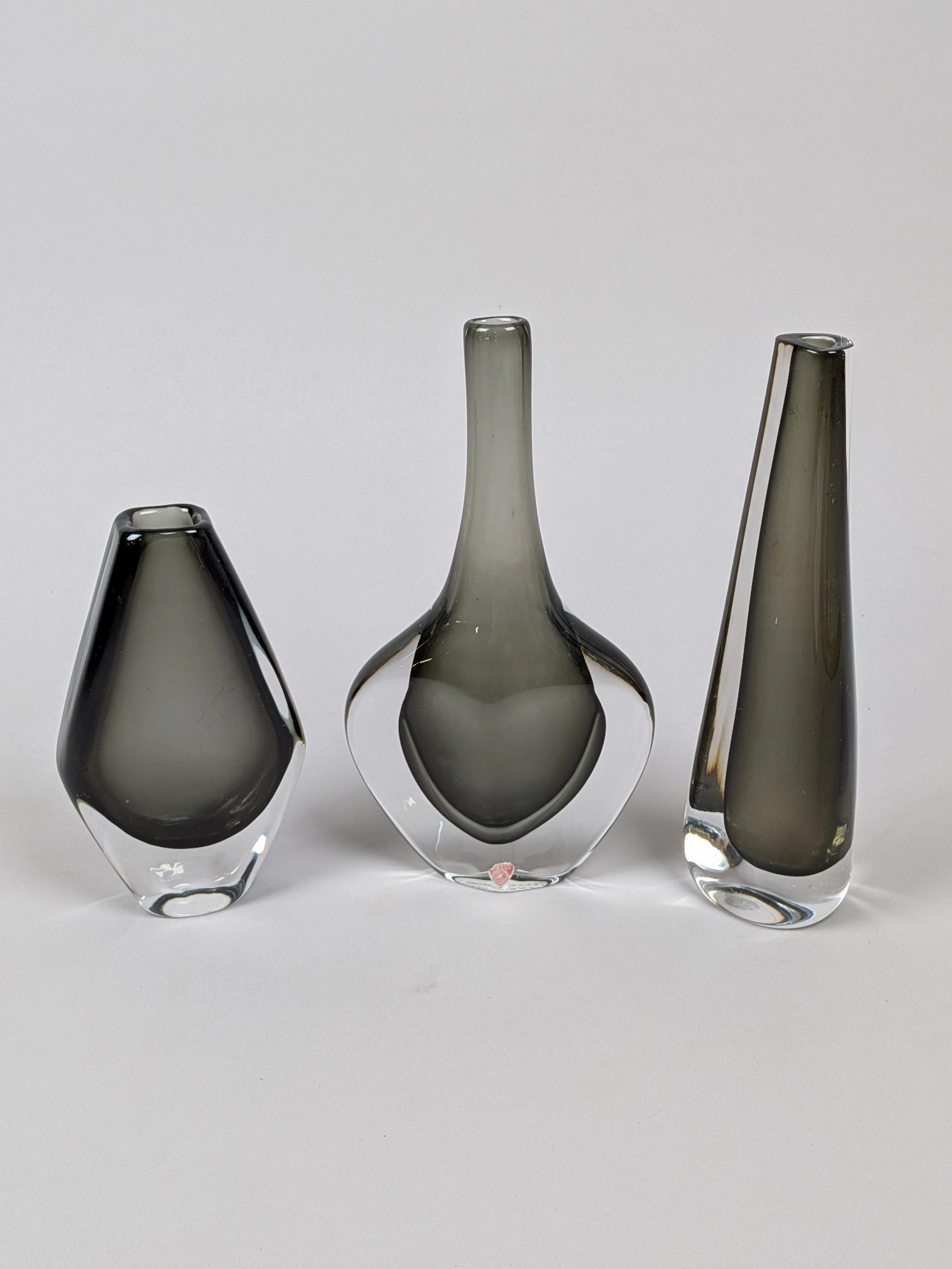 Vaser 3 st glas, "Sommerso" Nils Landberg Orrefors