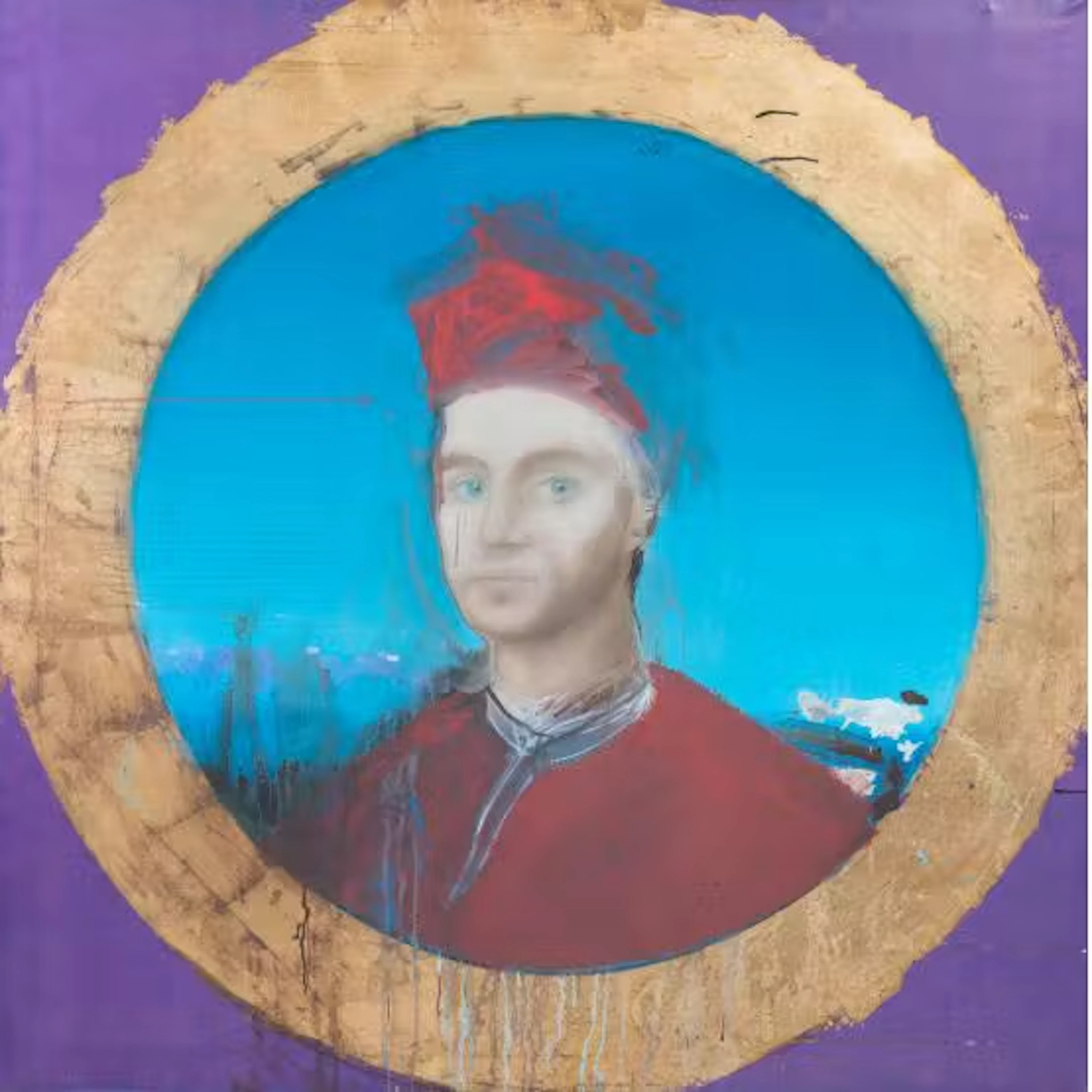 GIUSEPPE CARACCIOLO, Olio su tela e inserti in foglia oro