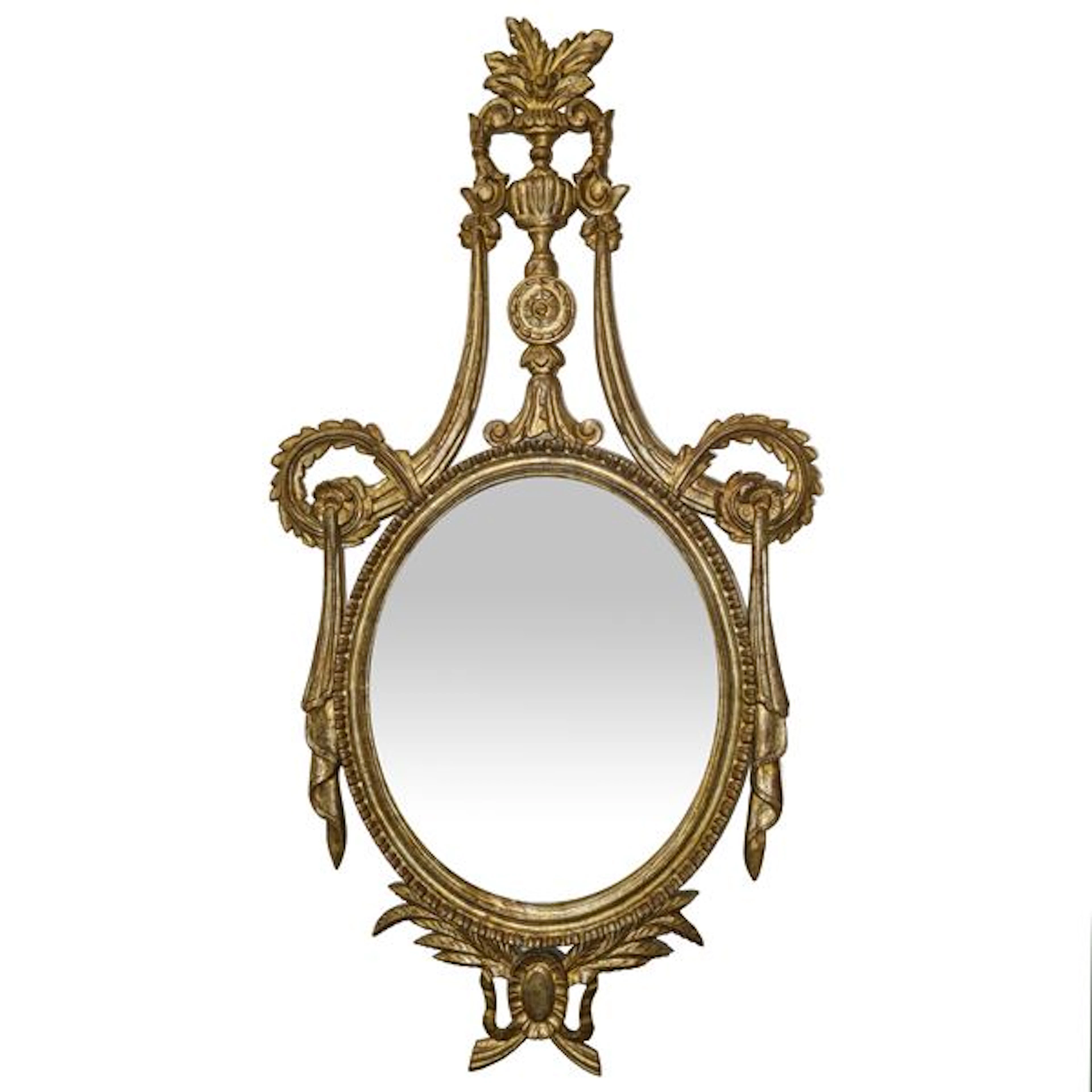 Specchiera in legno dorato decorato ed intagliato, XX secolo