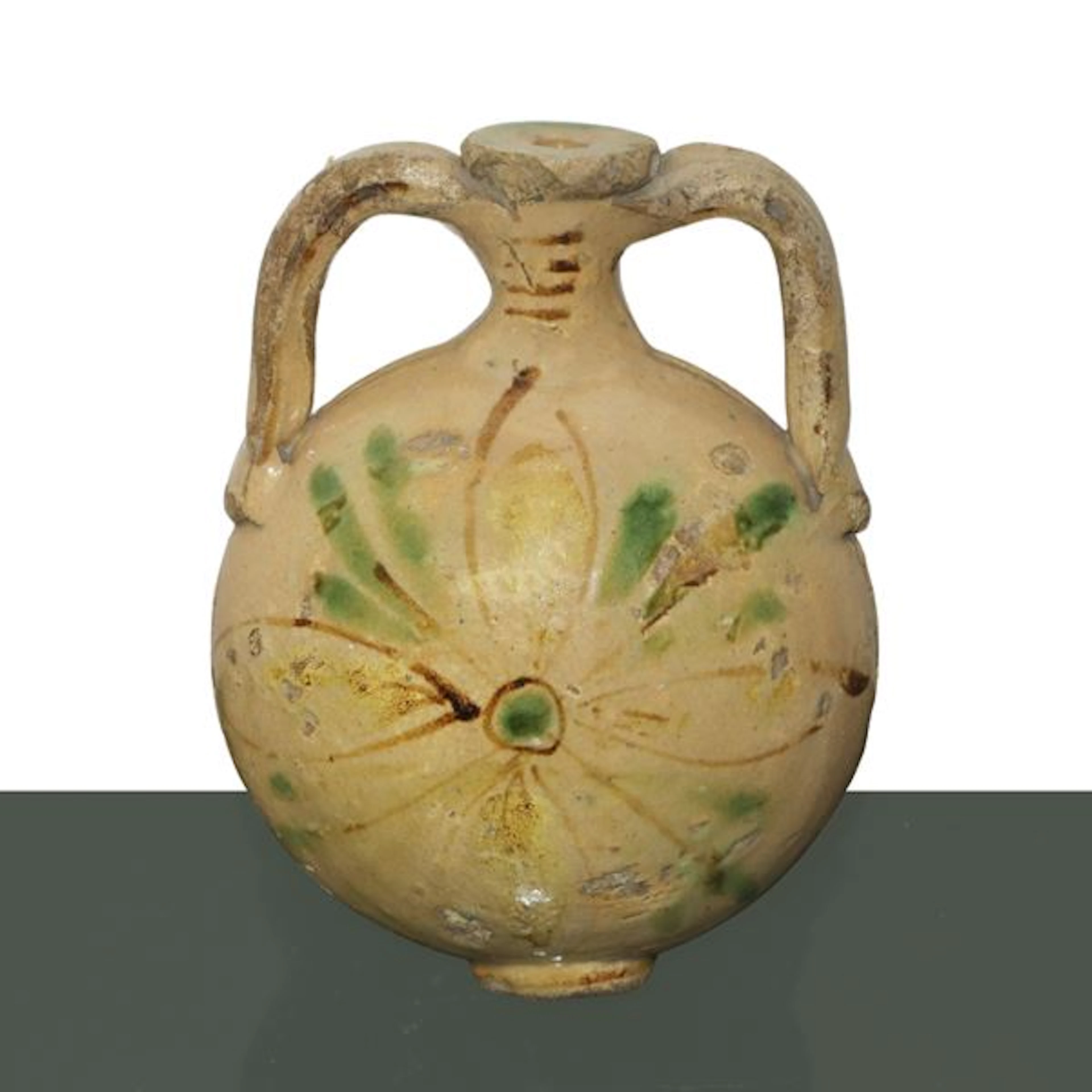 Borraccia in ceramica di Caltagirone, inizi XX sec.