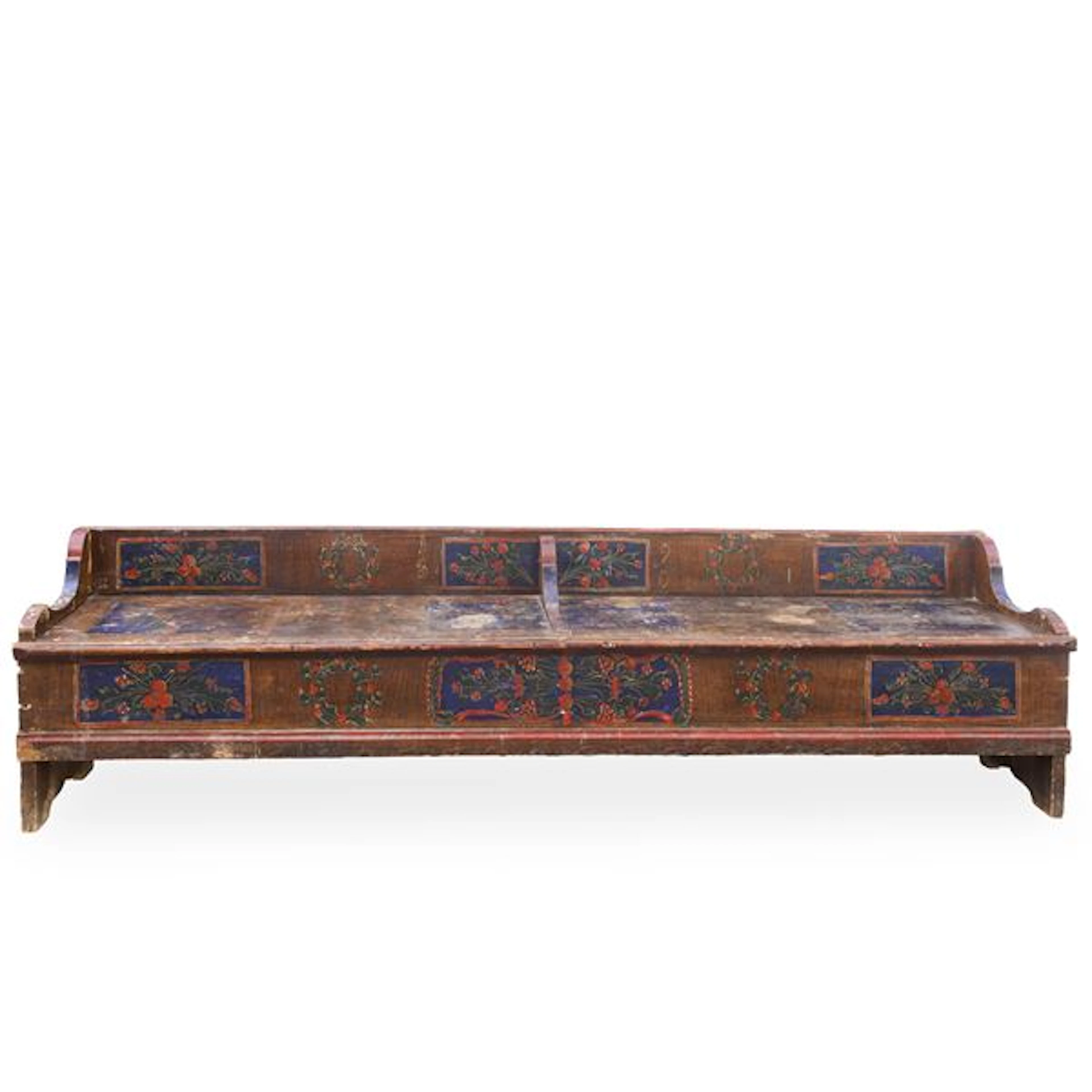 Cassapanca tirolose con decori floreali