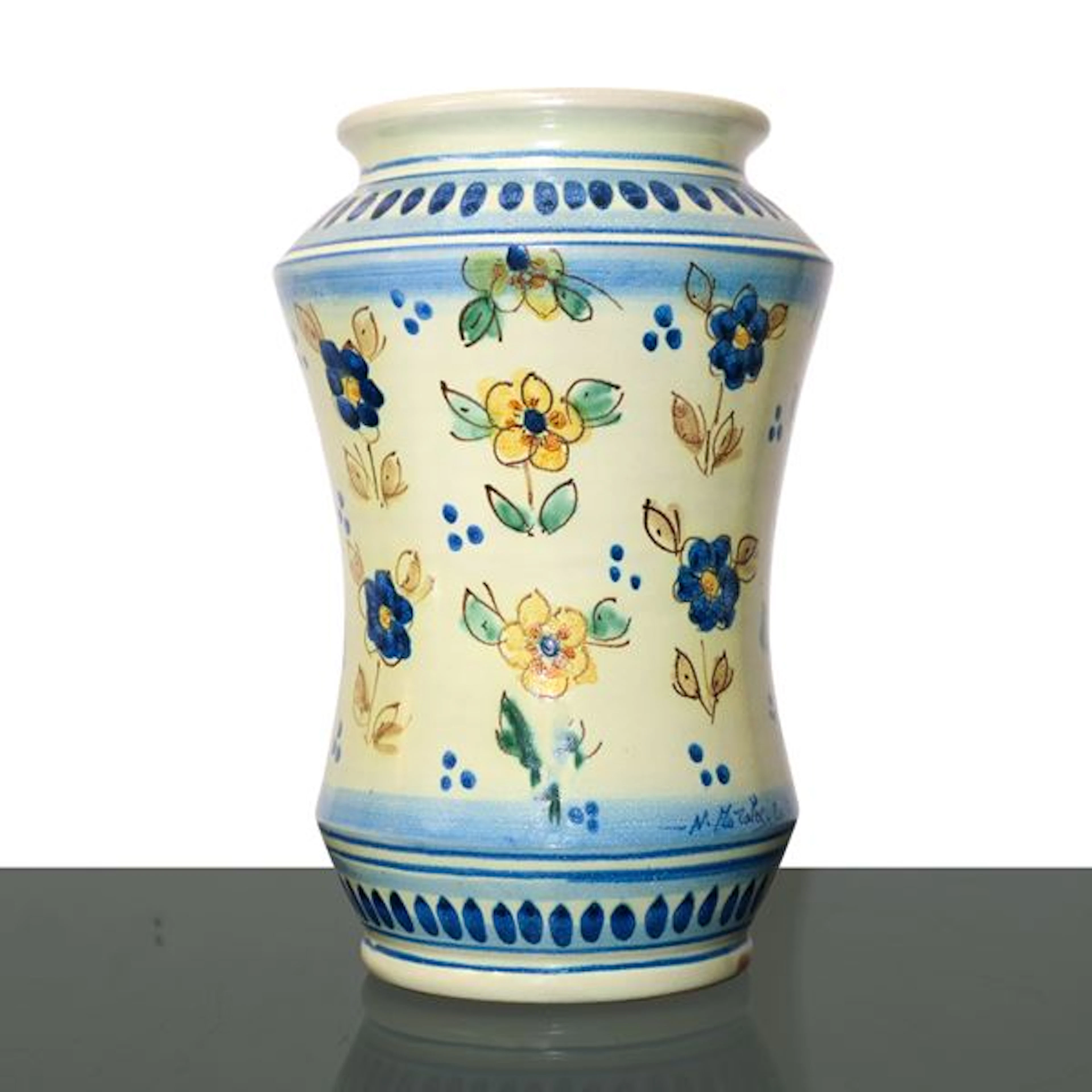 Albarello in maiolica di Caltagirone con decori floreali - Nicolò