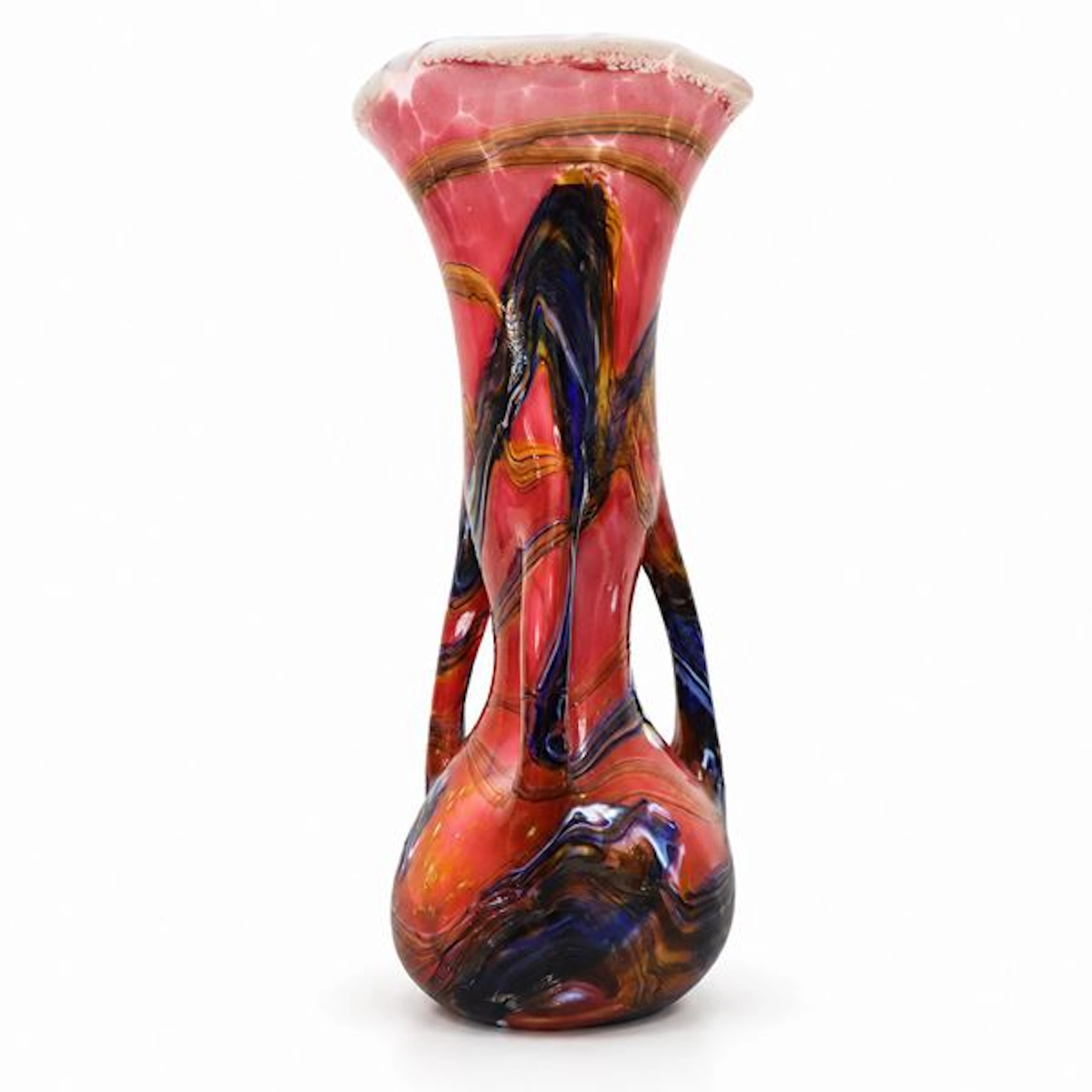 Vaso in vetro di Murano rosa con Murrine
