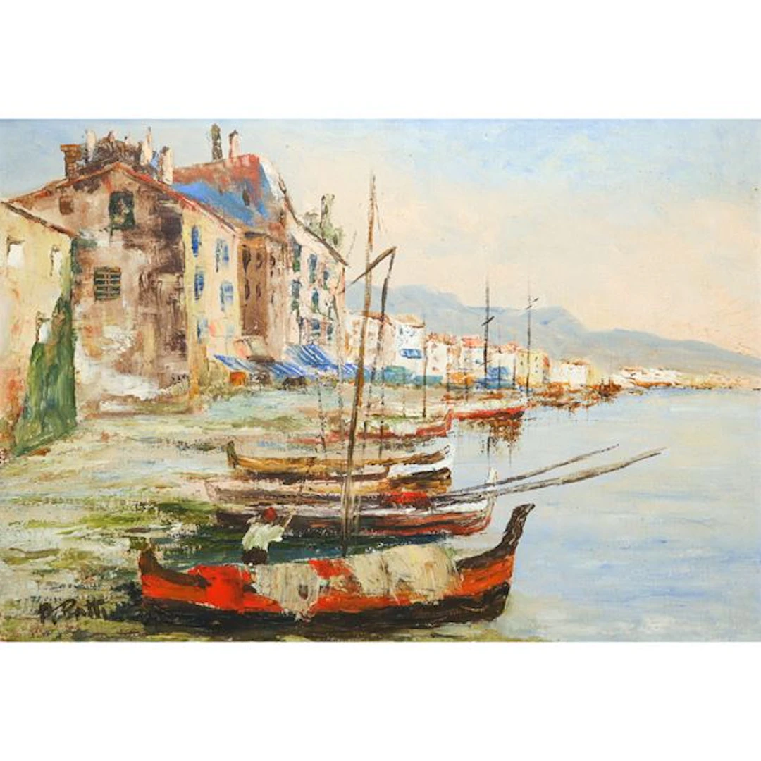 Litorale siciliano con barche - Piero Patti © (MESSINA, 1914)