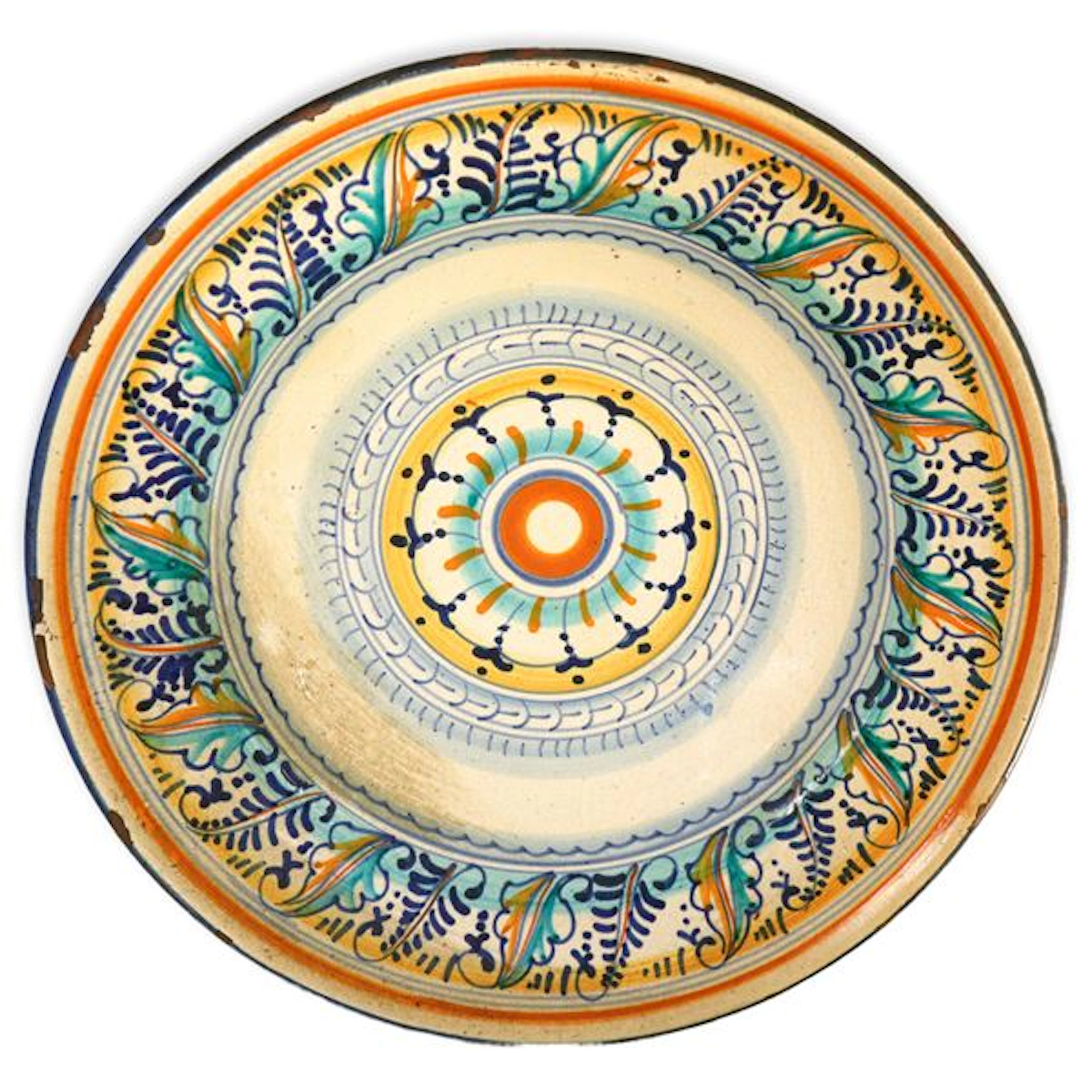 Piatto in maiolica dipinto policromo