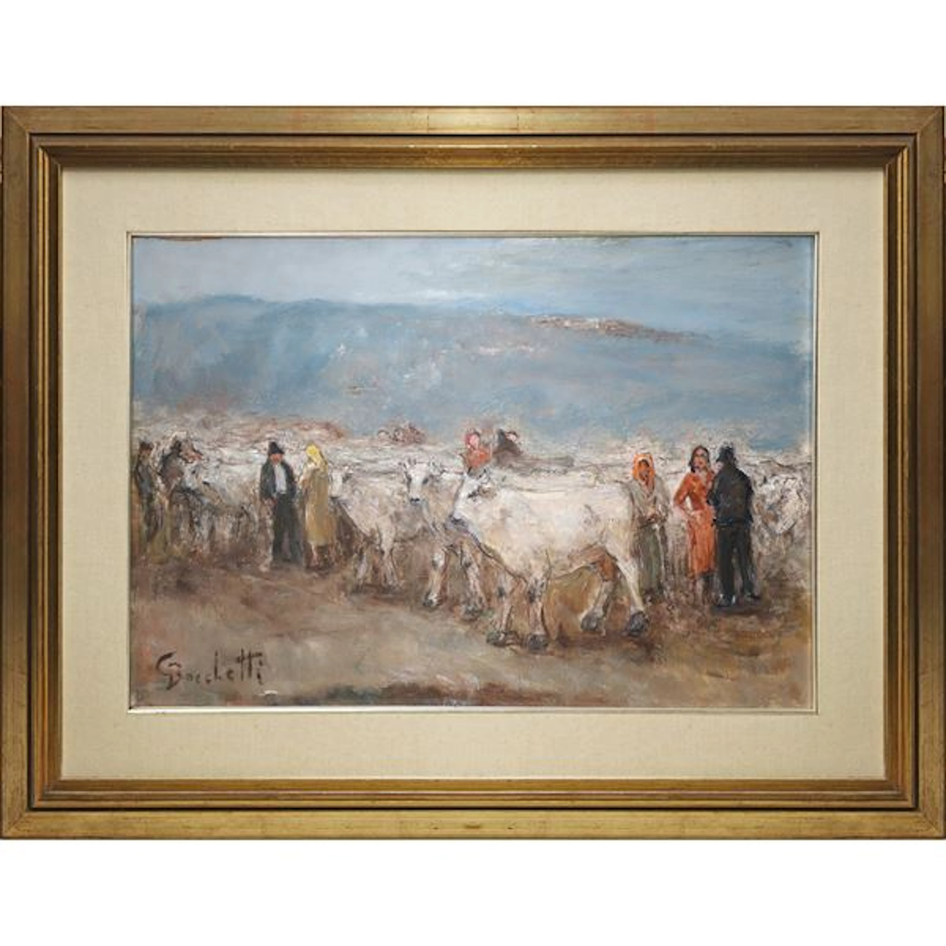 Mercato di mucche, XX sec. - Gaetano Bocchetti (1888 - 1990)