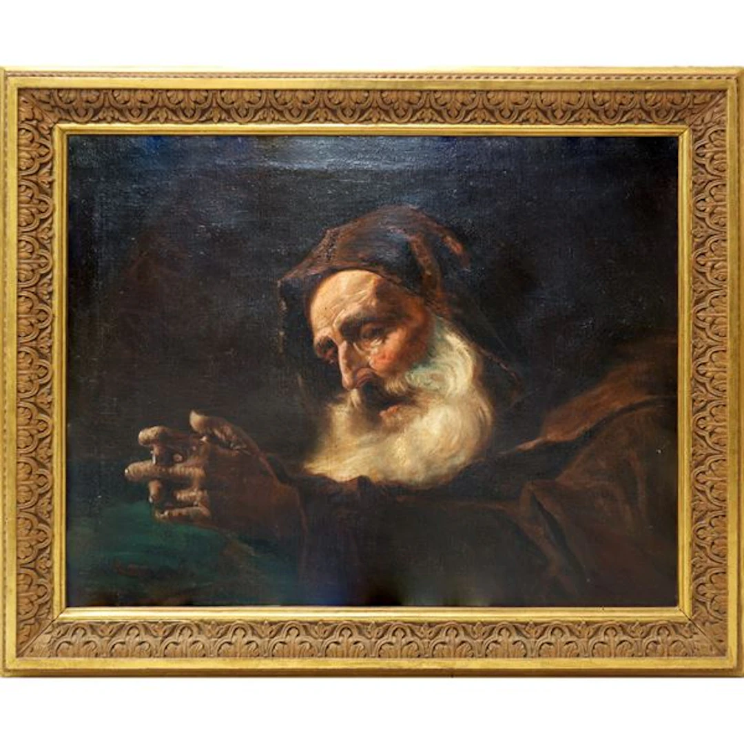Vecchio con barba in preghiera, XIX secolo
