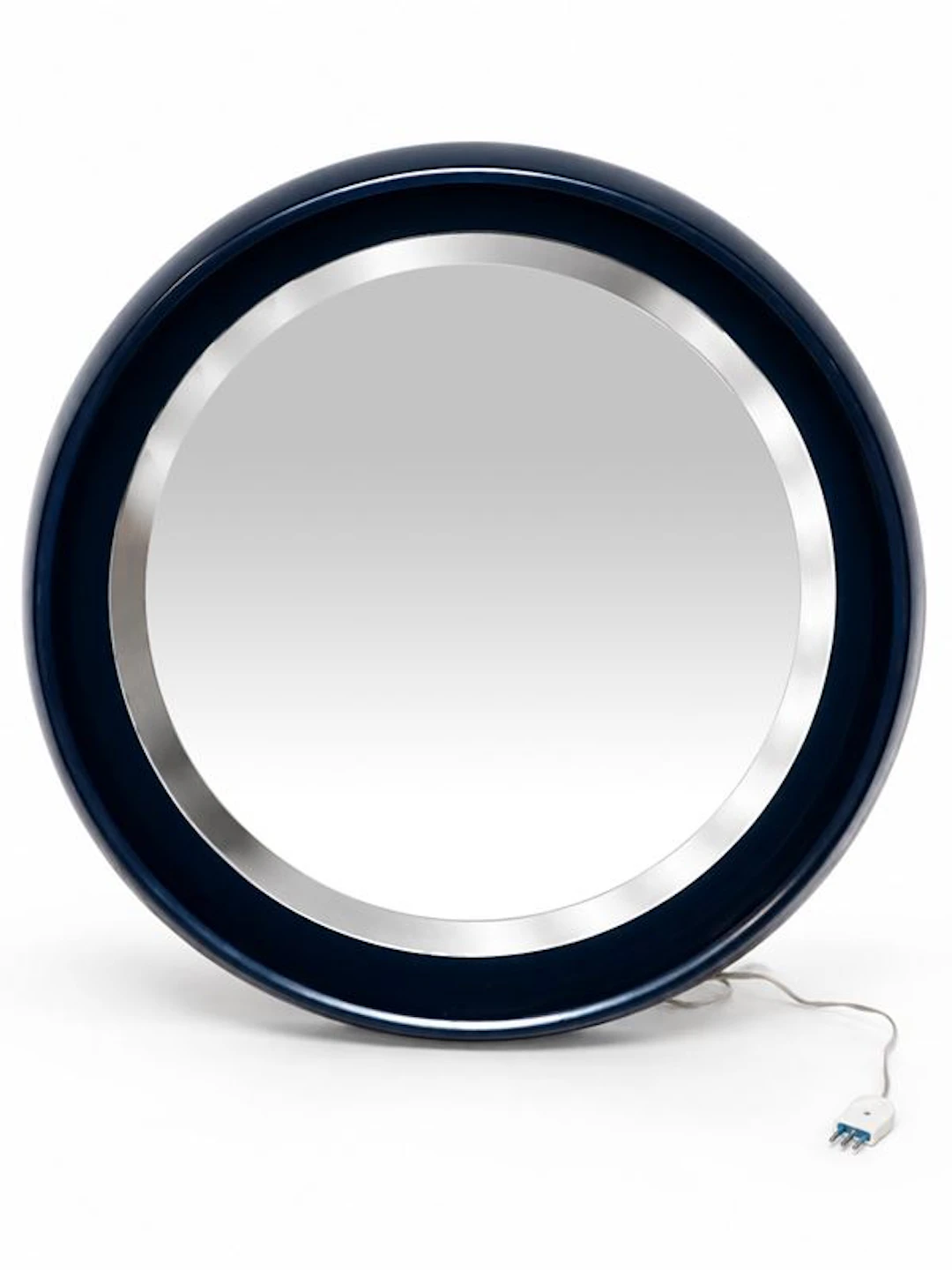 Specchio da parete blu space age con retro illuminazione