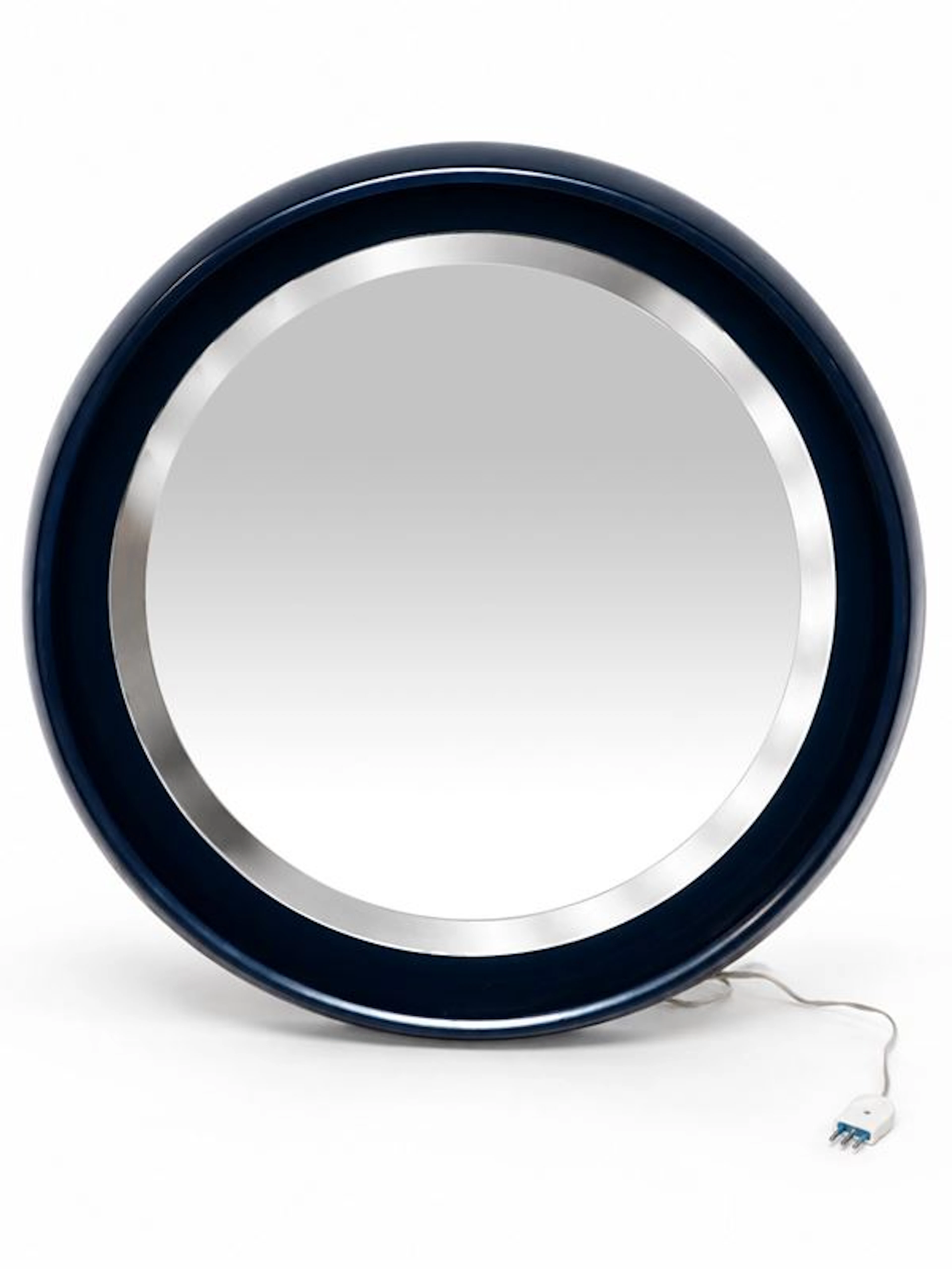 Specchio da parete blu space age con retro illuminazione