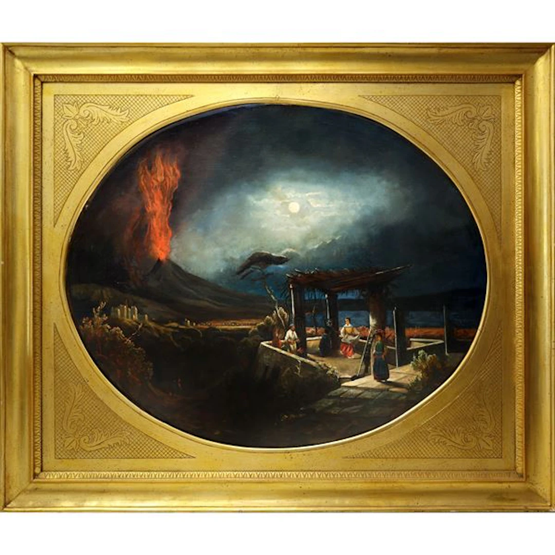 Eruzione notturna del Vesuvio , XIX secolo - Joseph Rebell (1787 -
