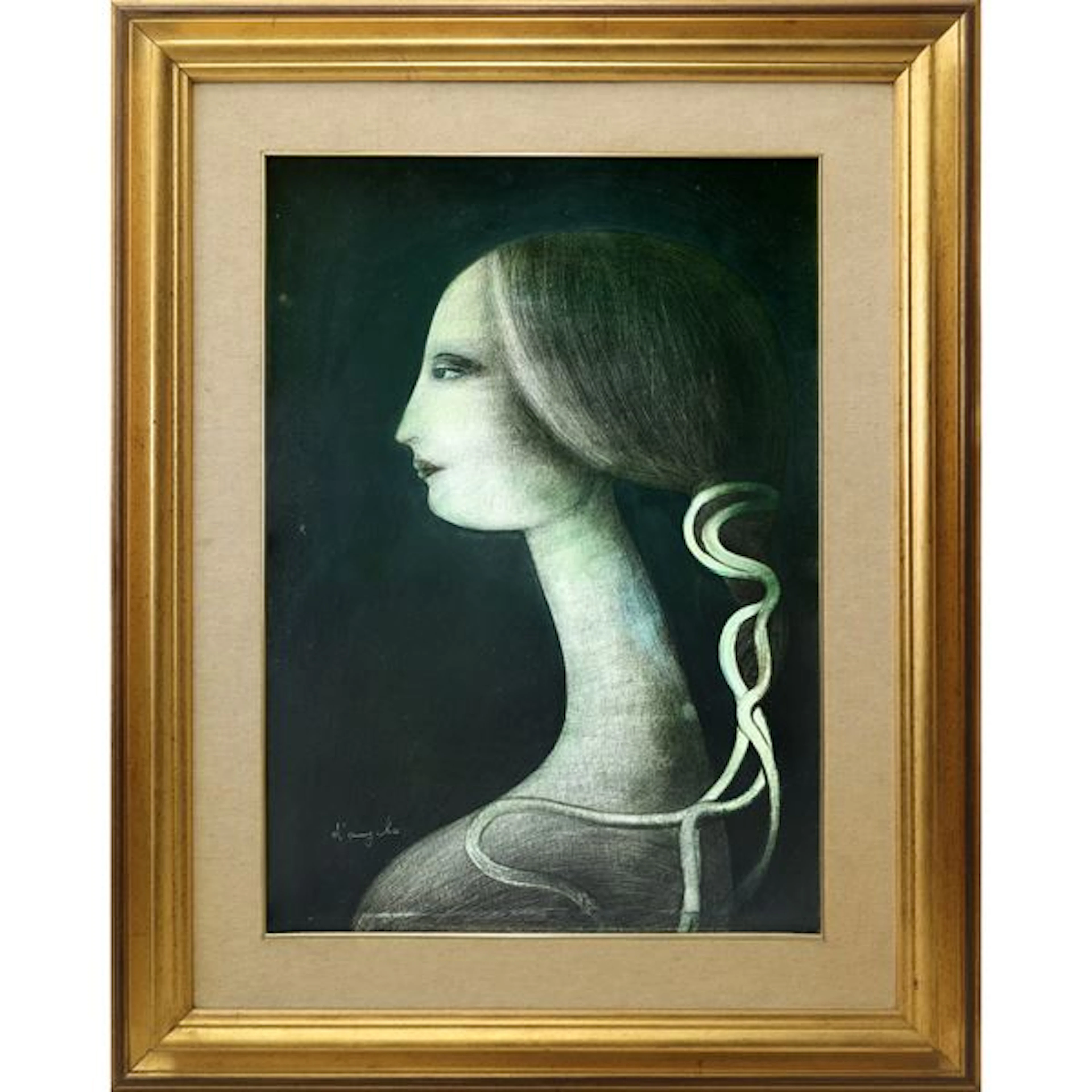 Profilo di dama, XX secolo - Cesare D'Angelo (Catania, 1940 - 2006)
