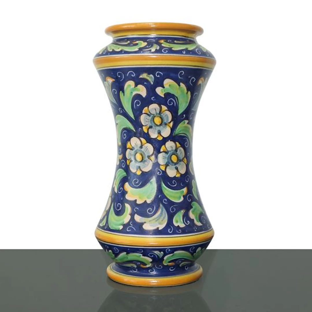 Albarello in maiolica di Caltagirone dipinta policroma
