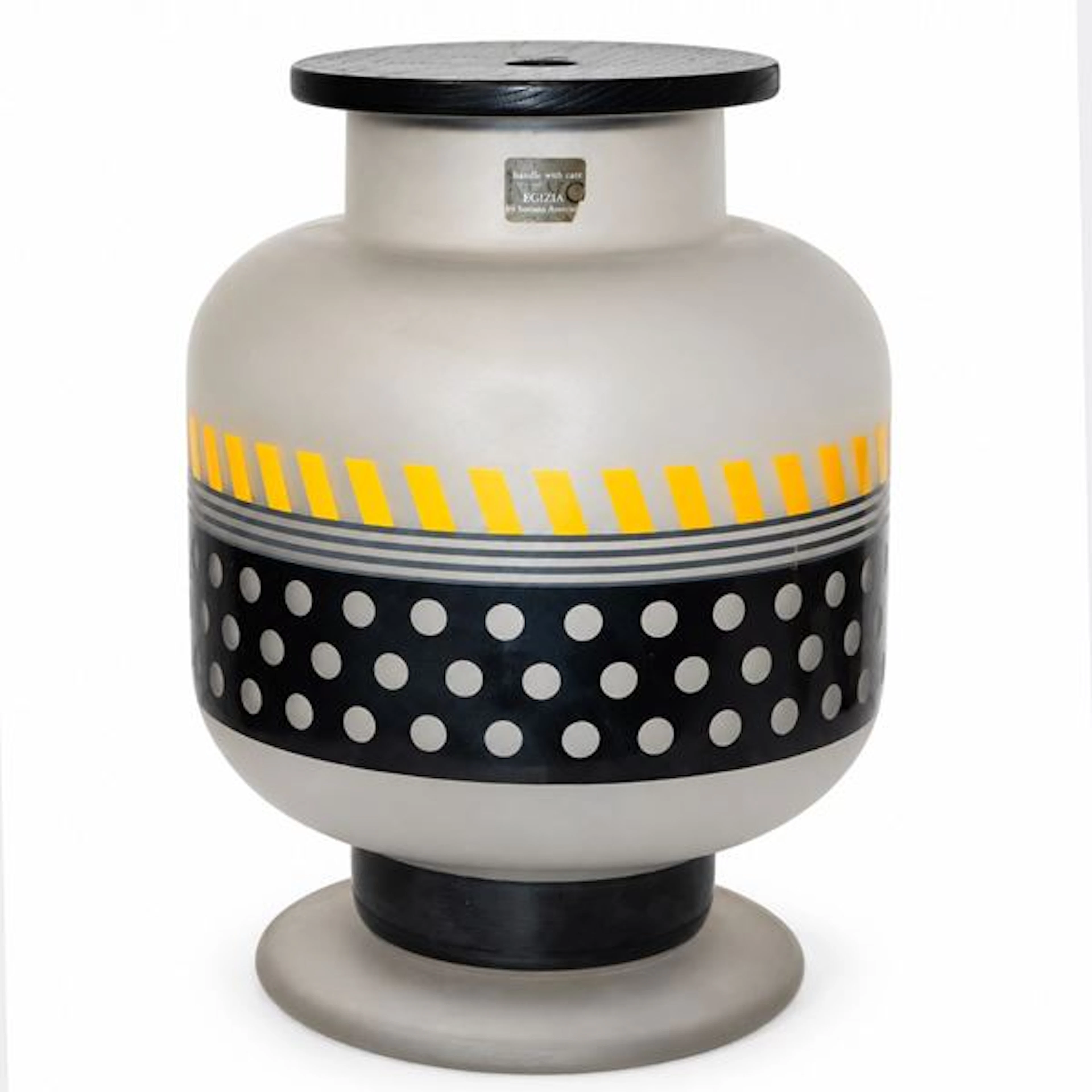 Vaso Mod. Bonnie, Egizia, vetro trasparente satinato, Anni '90. -