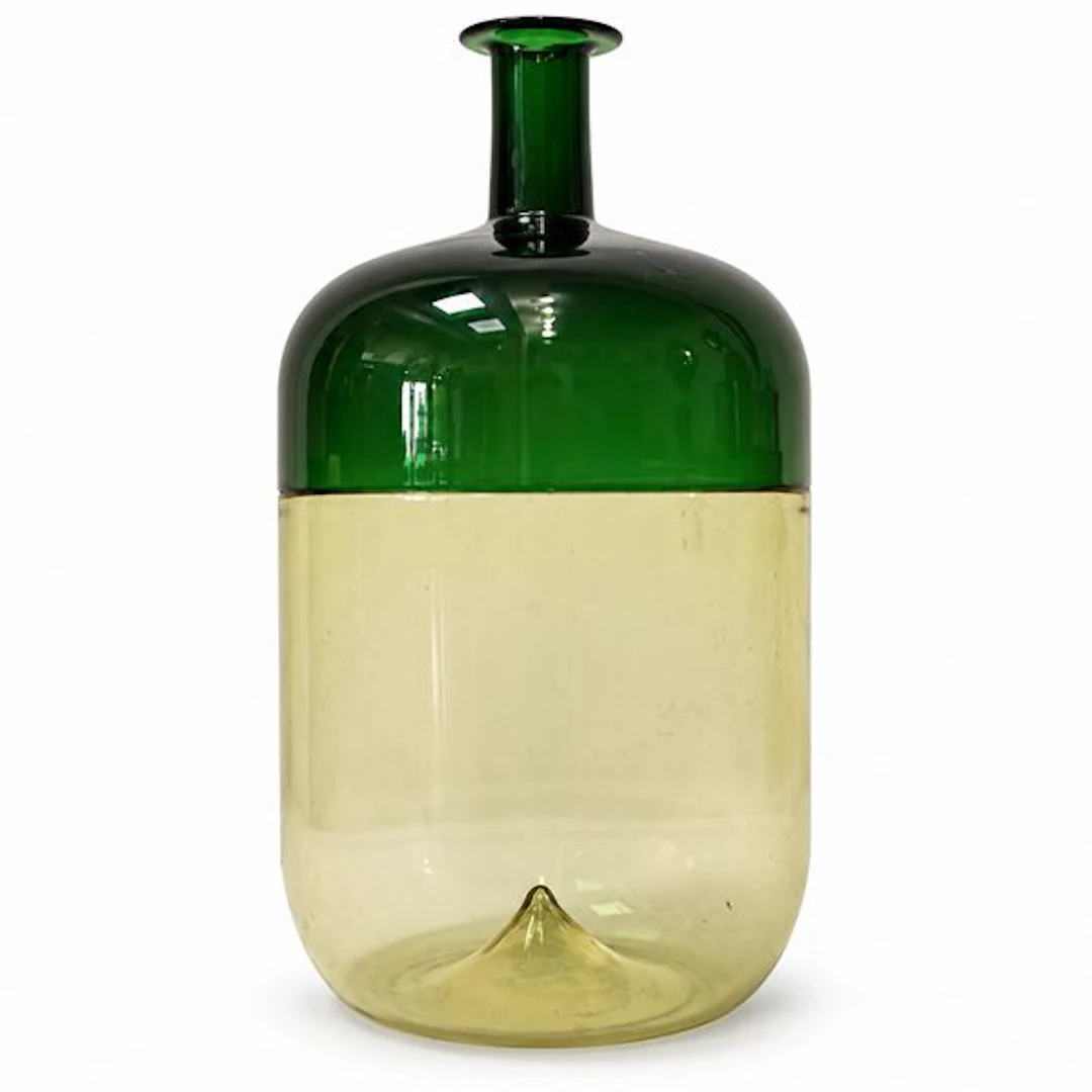 Vaso/Bottiglia modello "Bolle" giallo pagliesco e verde, 91 - Tapio