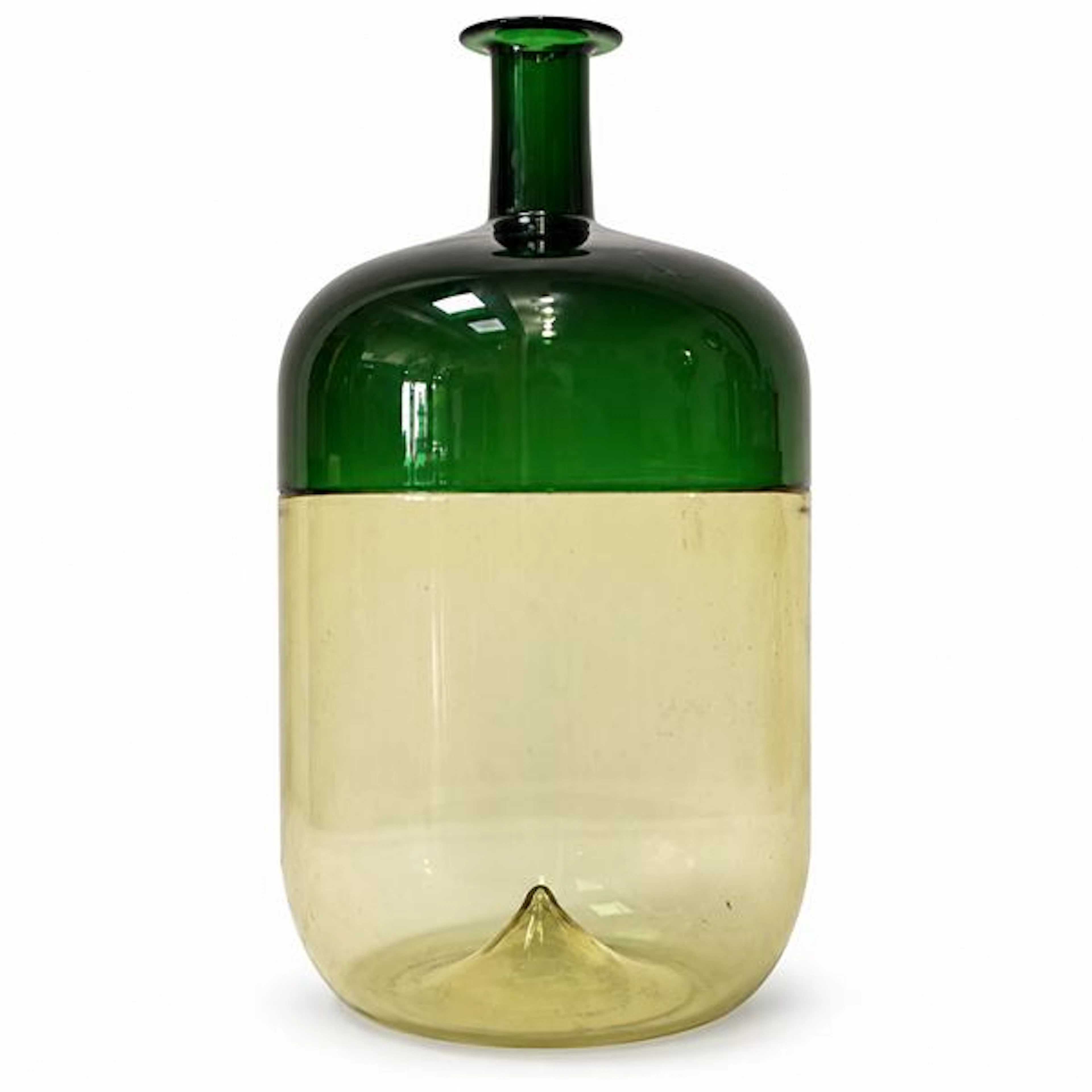Vaso/Bottiglia modello "Bolle" giallo pagliesco e verde, 91 - Tapio