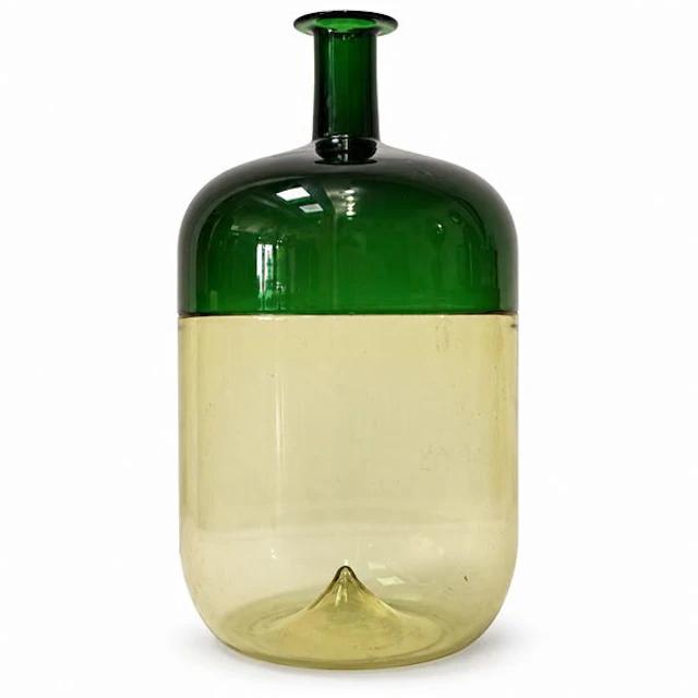 Vaso/Bottiglia modello "Bolle" giallo pagliesco e verde, 91 - Tapio