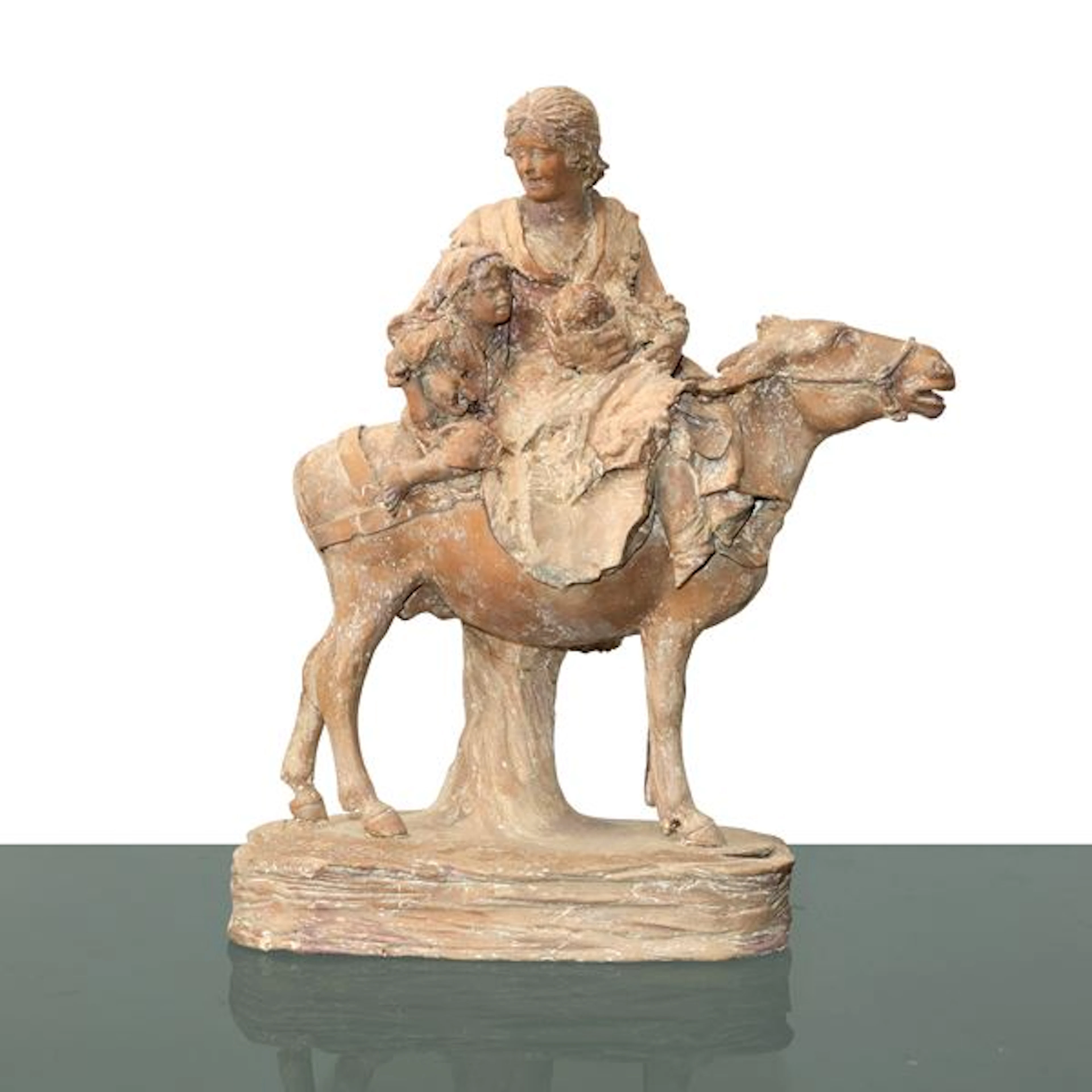 Popolana sul mulo con bambini - Cav. Giacomo Vaccaro (Caltagirone, 1847 - 1931)