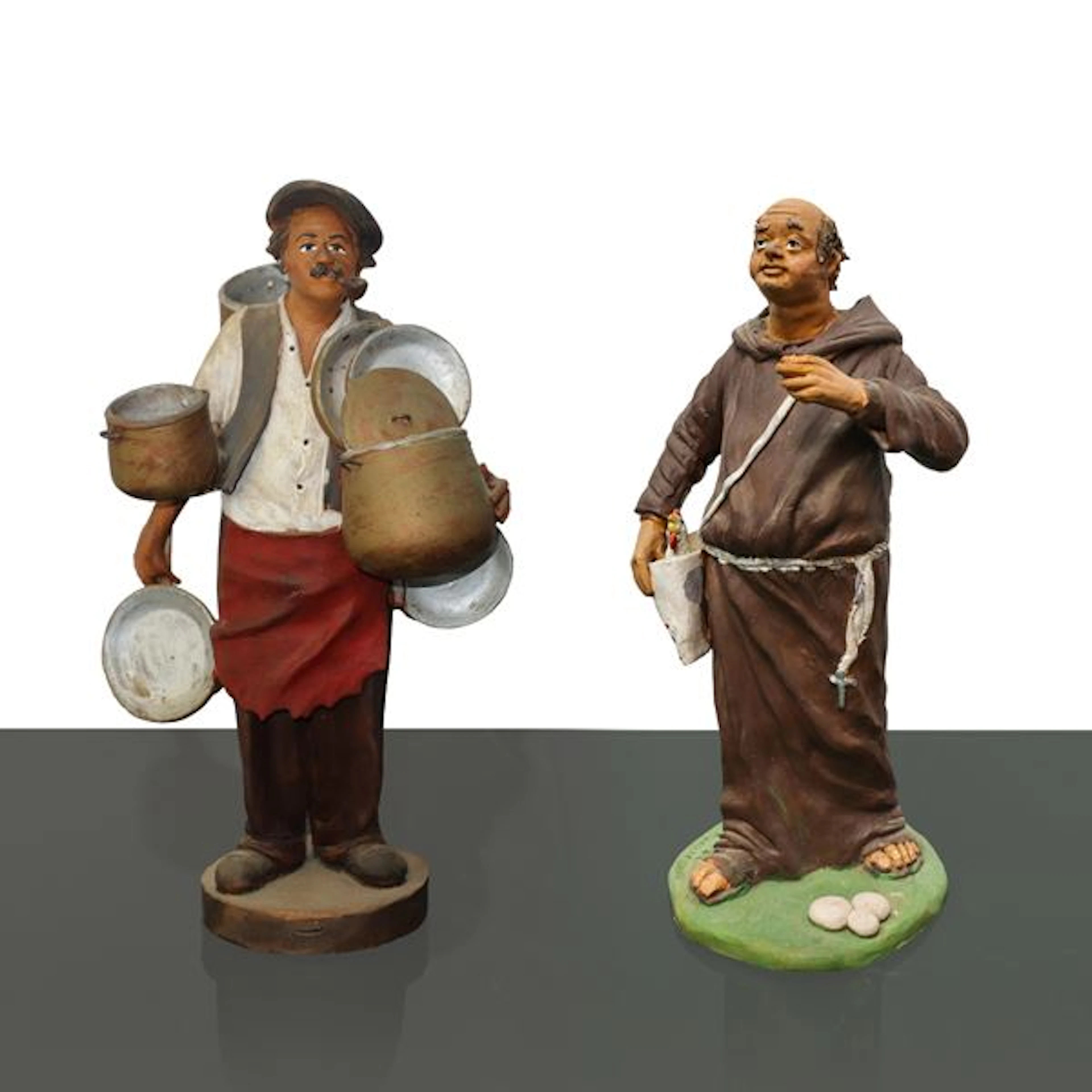 Frate e venditore di pentole in terracotta di Caltagirone policroma, XX secolo
