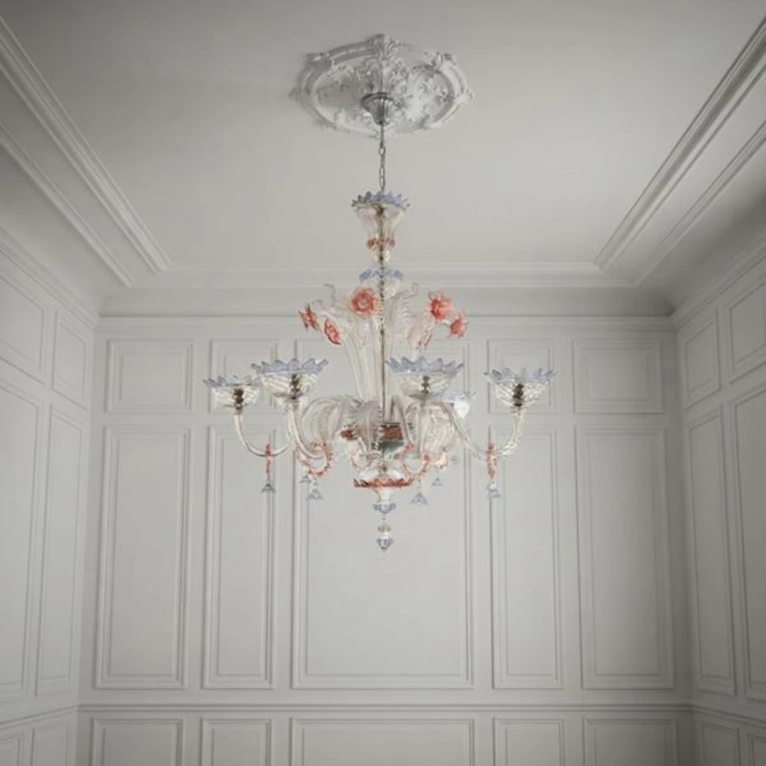 Lampadario in vetro di Murano policromo, Inizi XX secolo