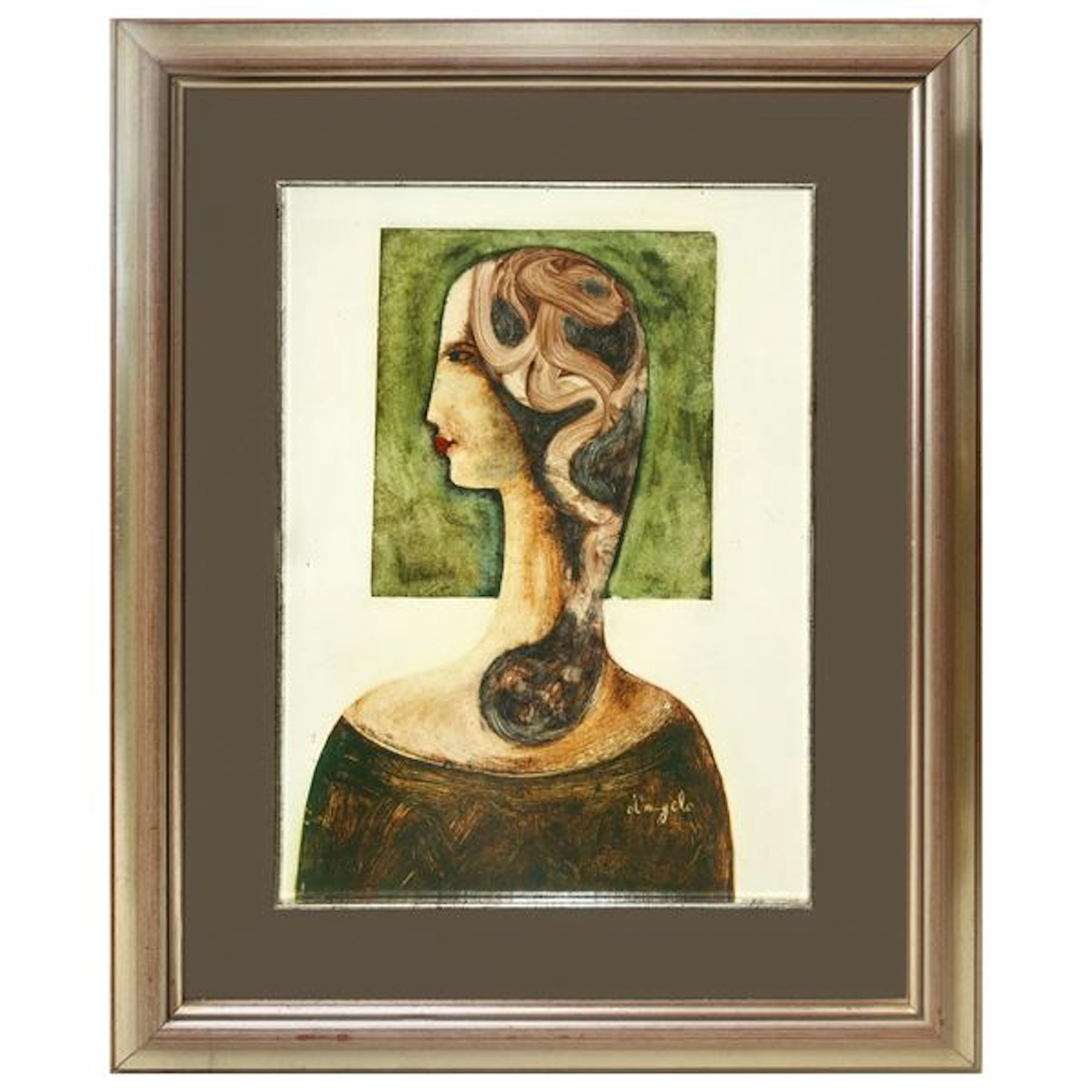 Figura di donna di profilo - Cesare D'Angelo (Catania, 1940 - 2006)