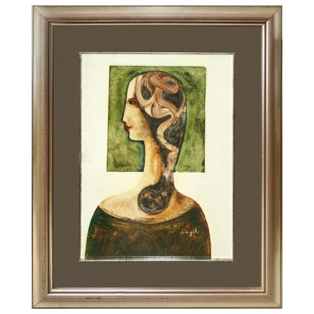 Figura di donna di profilo - Cesare D'Angelo (Catania, 1940 - 2006)