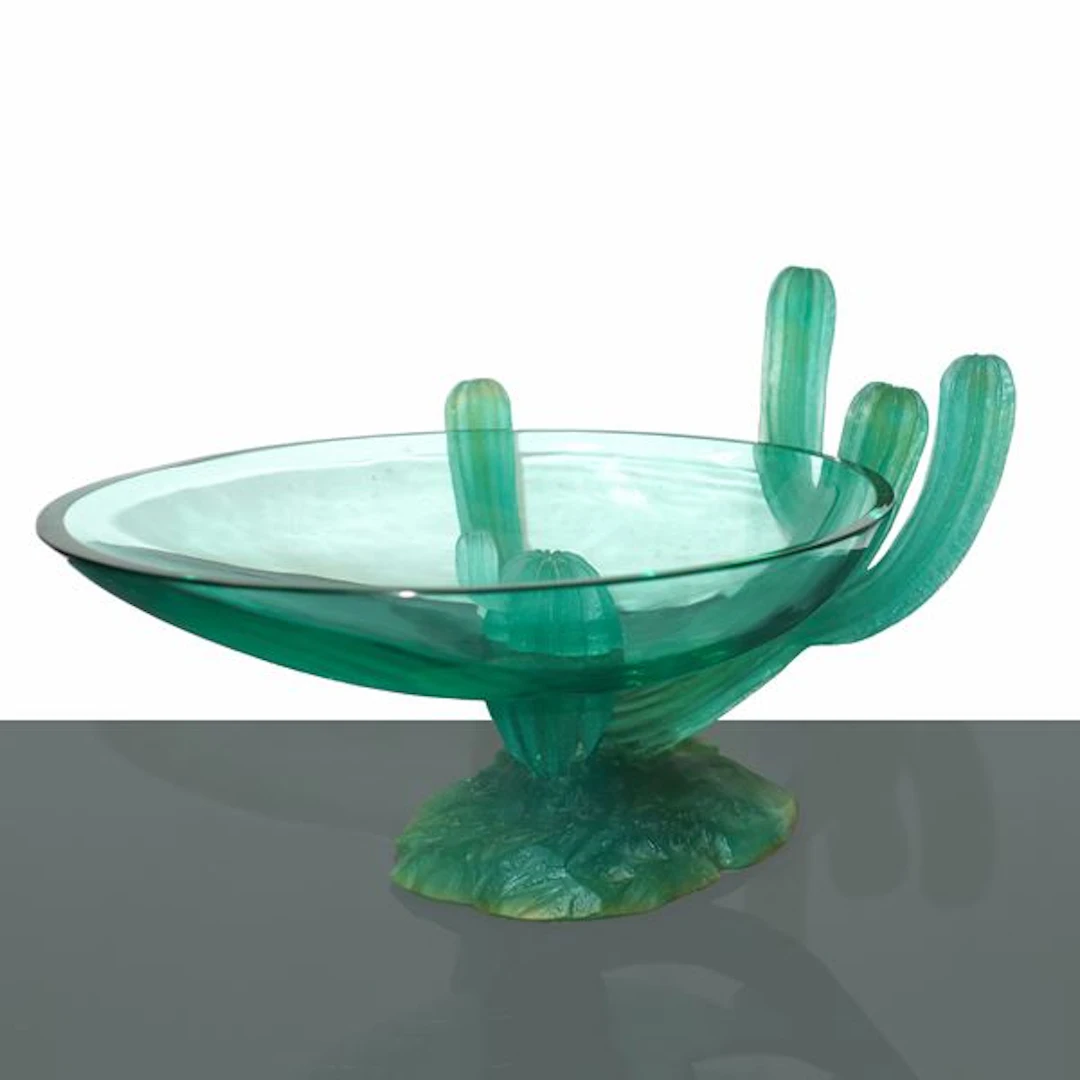 Arizona Bowl in vetro verde con decoro con cactus - Joseph Hilton