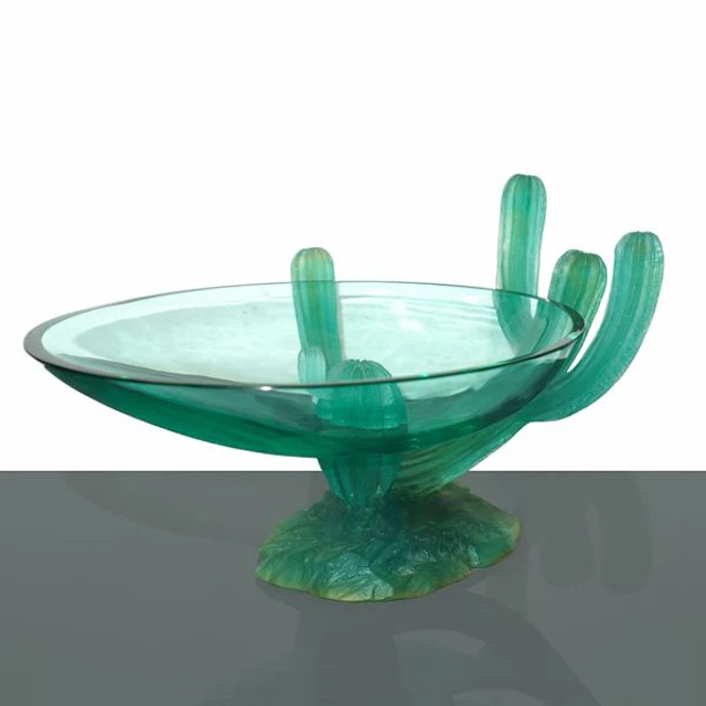 Arizona Bowl in vetro verde con decoro con cactus - Joseph Hilton