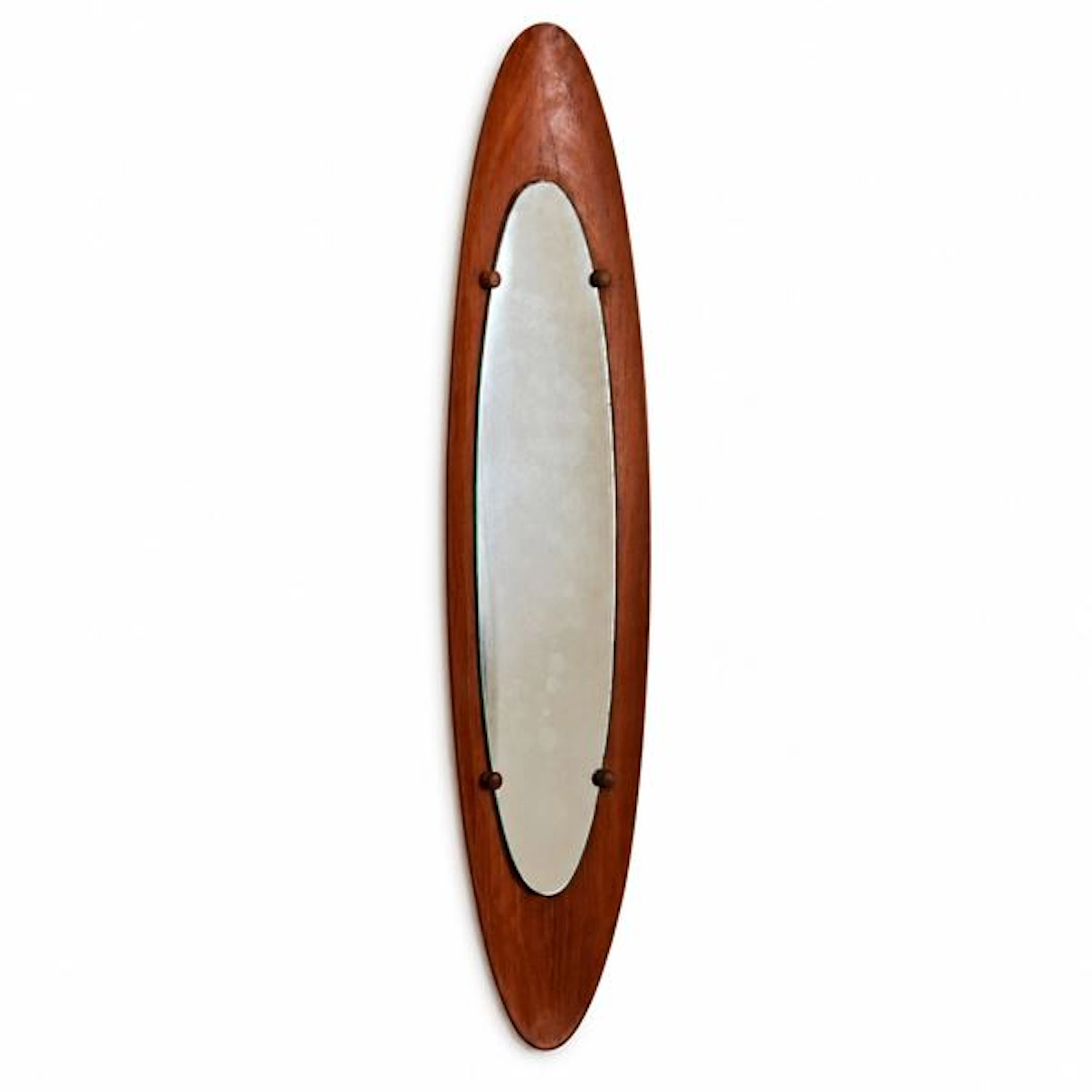 Specchiera ovale in teak, anni '60 - Franco Campo Carlo Graffi