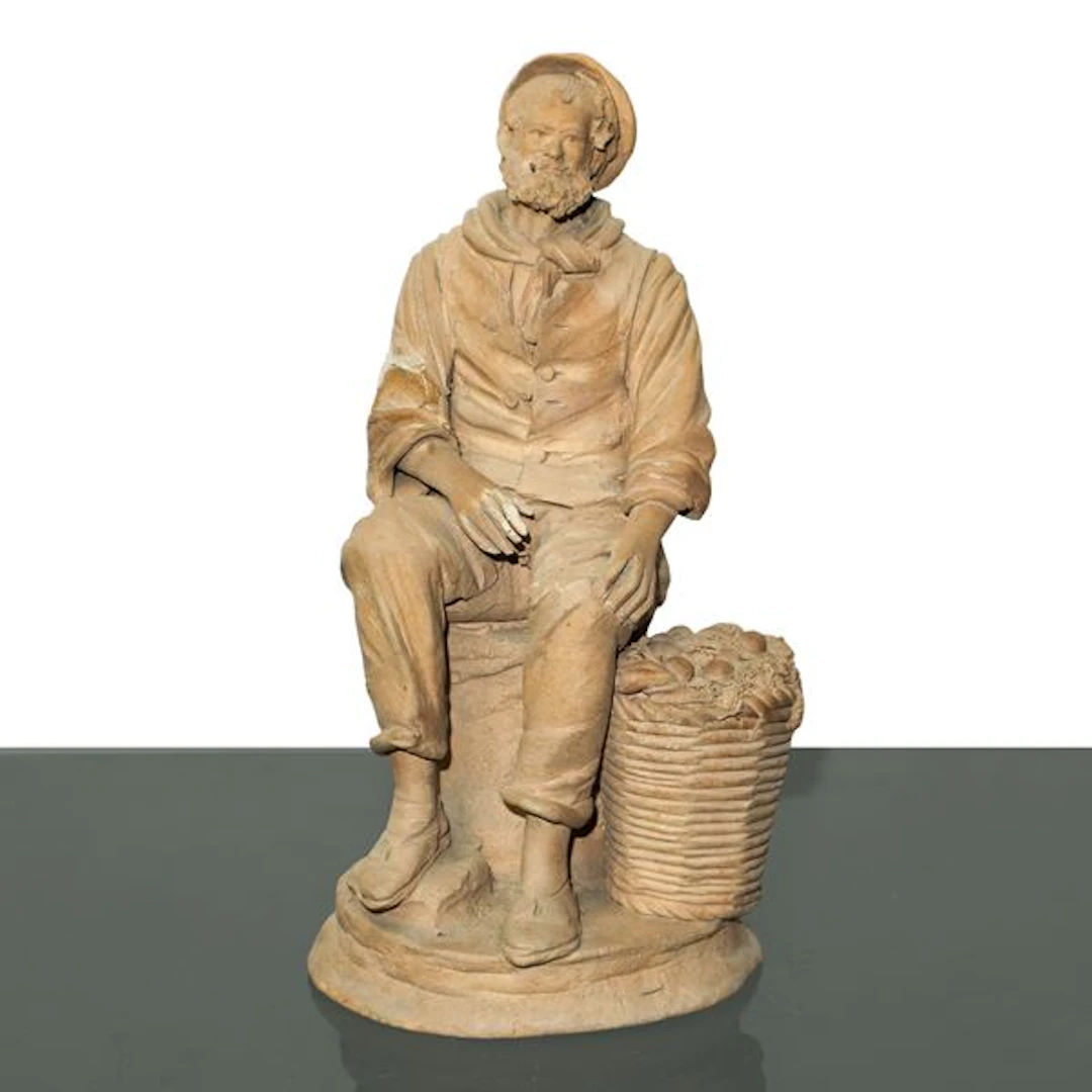 Contadino con cesto di frutta - Olindo Scuto (Catlagirone, 1921 - 2017)