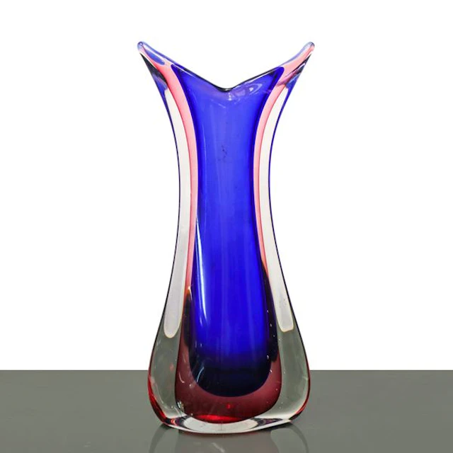 Vaso in vetro sommerso nei toni del blu - Flavio Poli per Seguso (Chioggia