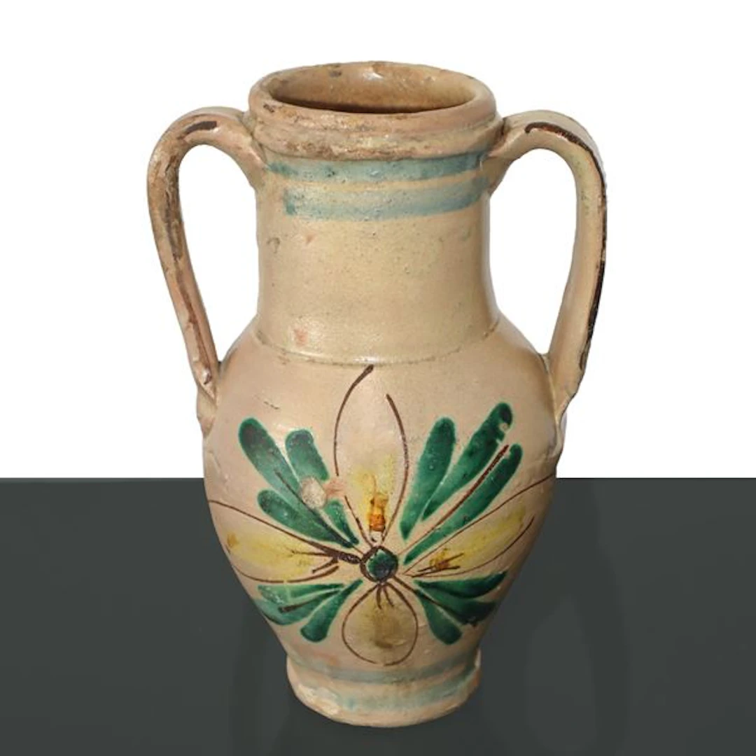 Piccola quartara in maiolica policroma di Caltagirone, inizi del '900